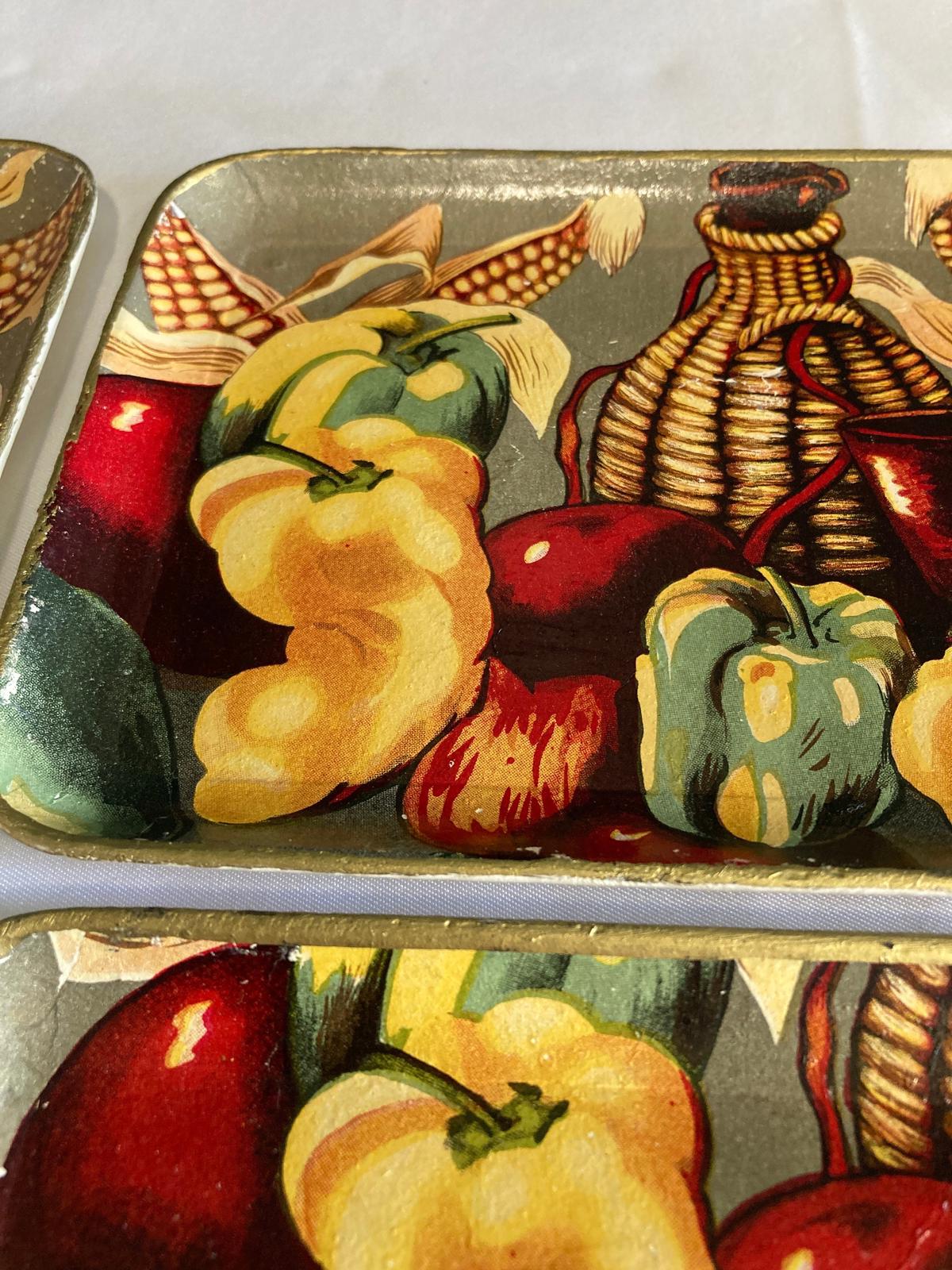 Vintage Japanese Hand Painted Resin Trays – Set of 4
