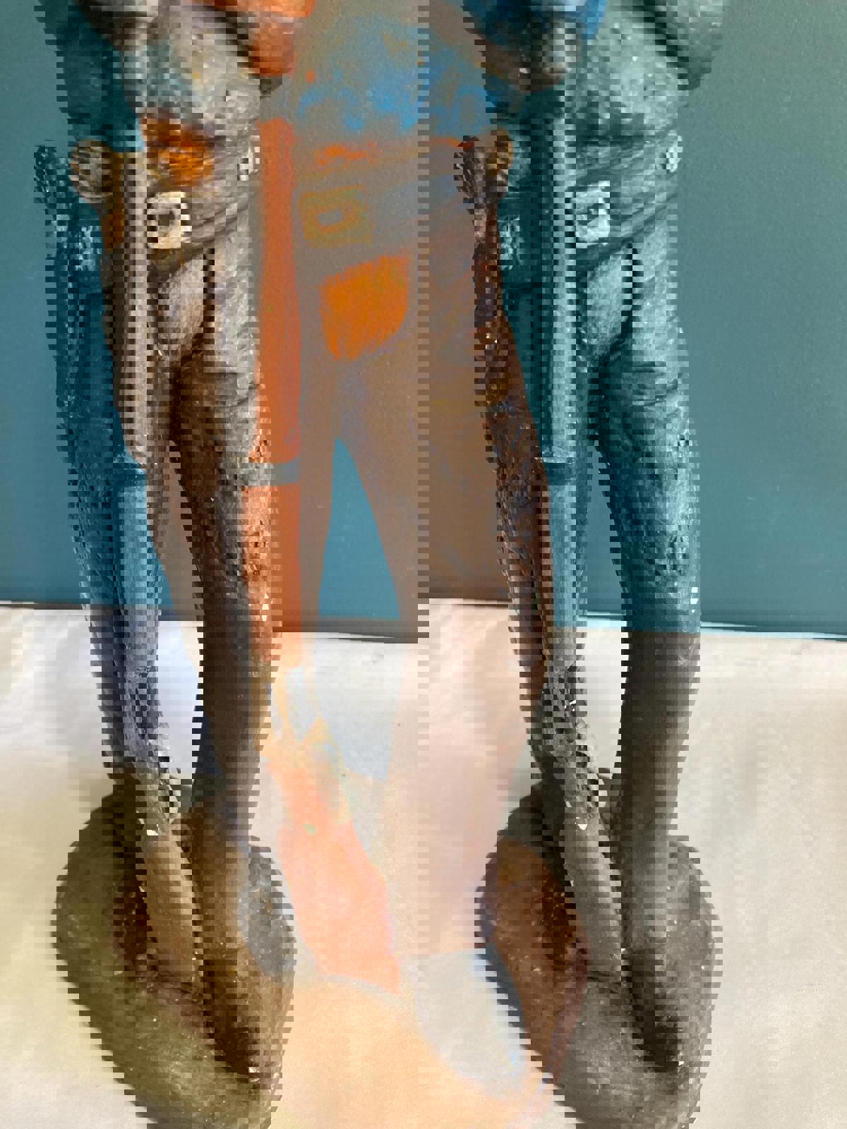 Vintage Ceramic Painted Cowboy Statue