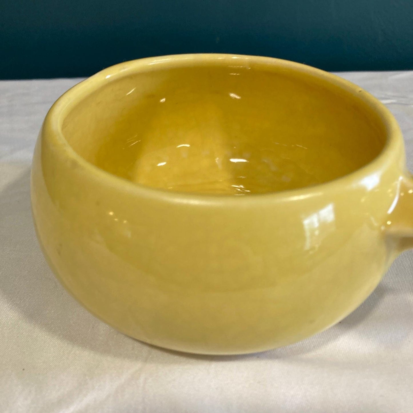 Vintage McCoy Pottery Yellow Bowl with Handle