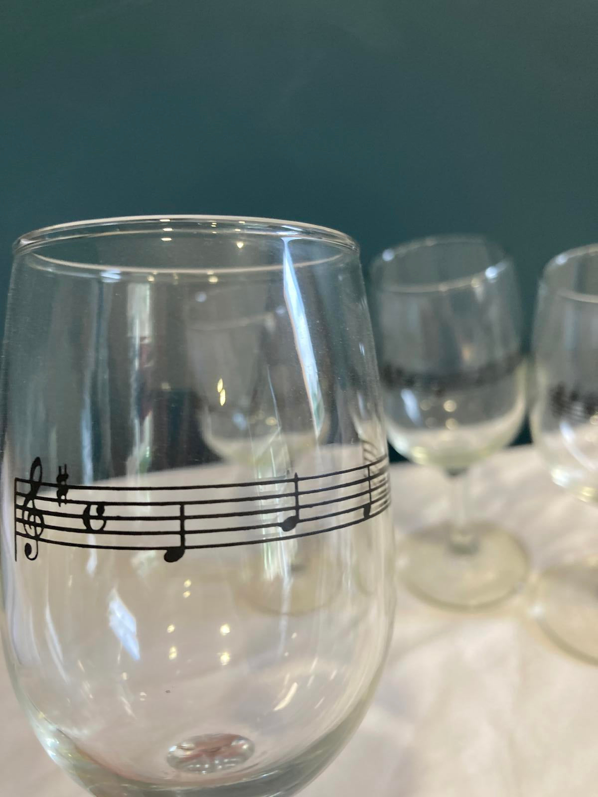 Vintage Musical Note Wine Glasses