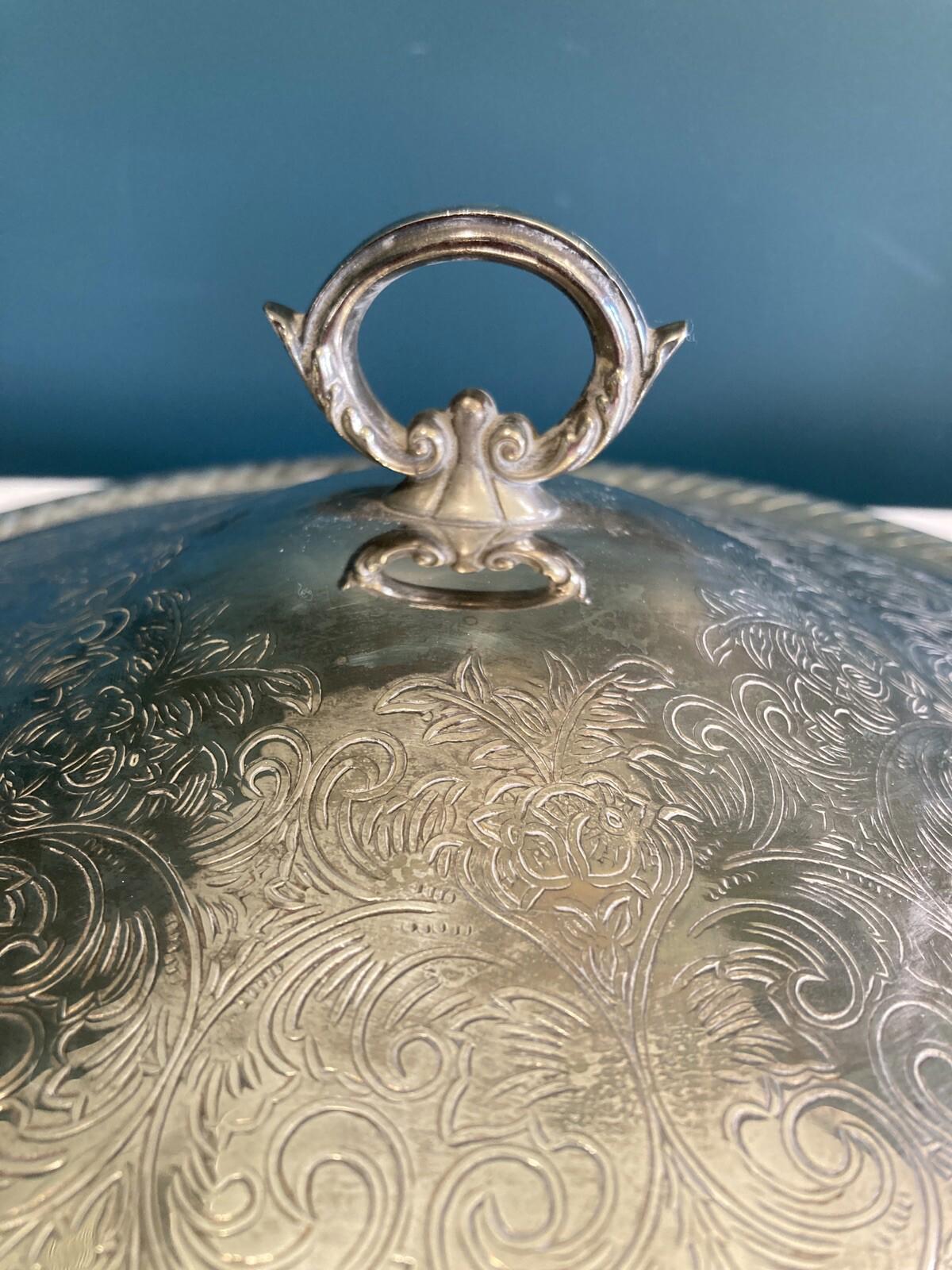 Vintage Eton Silver Plated Round Serving Dish with Lid