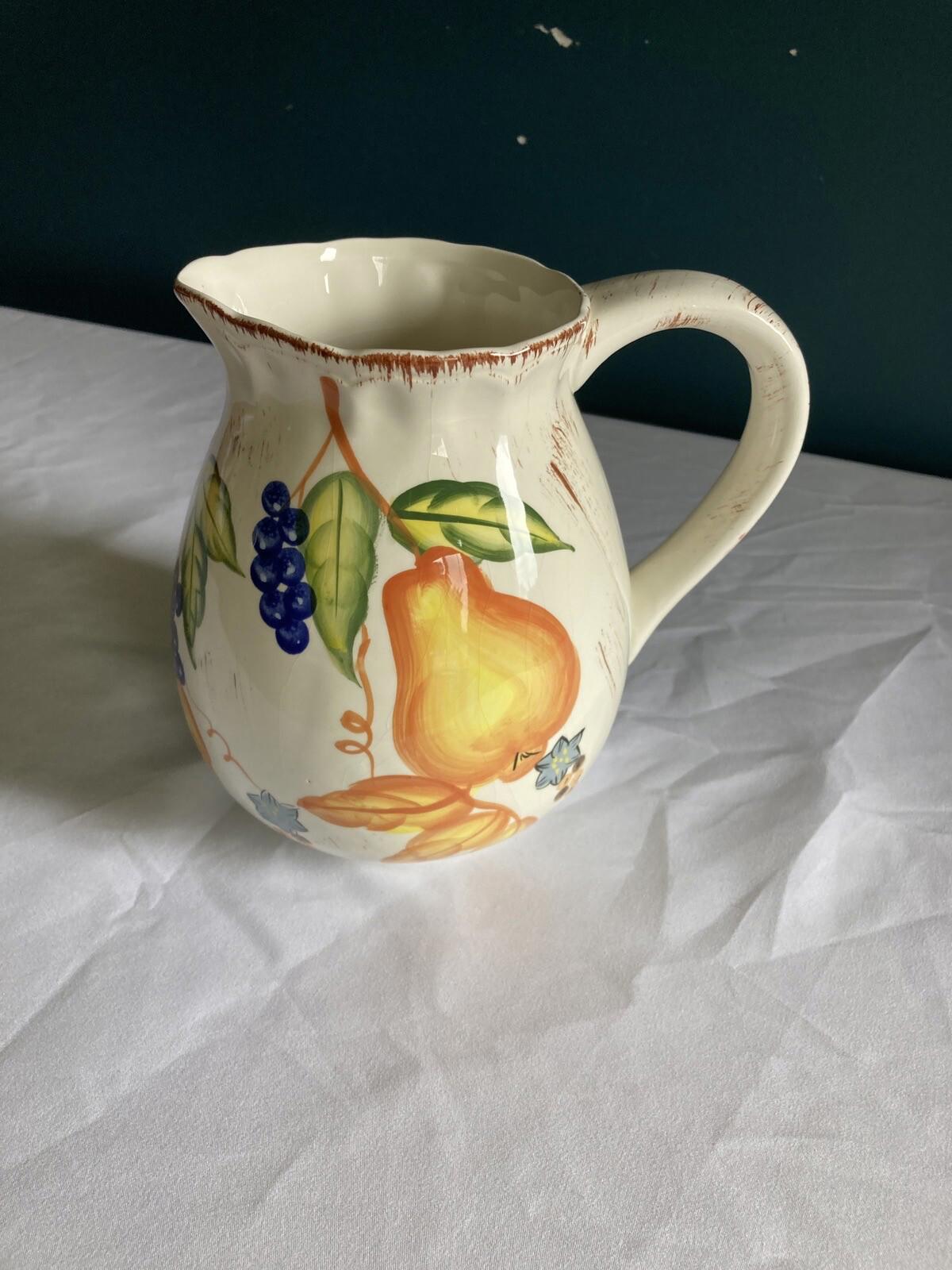 Vintage WCL French Country Pear & Grape Ceramic Pitcher