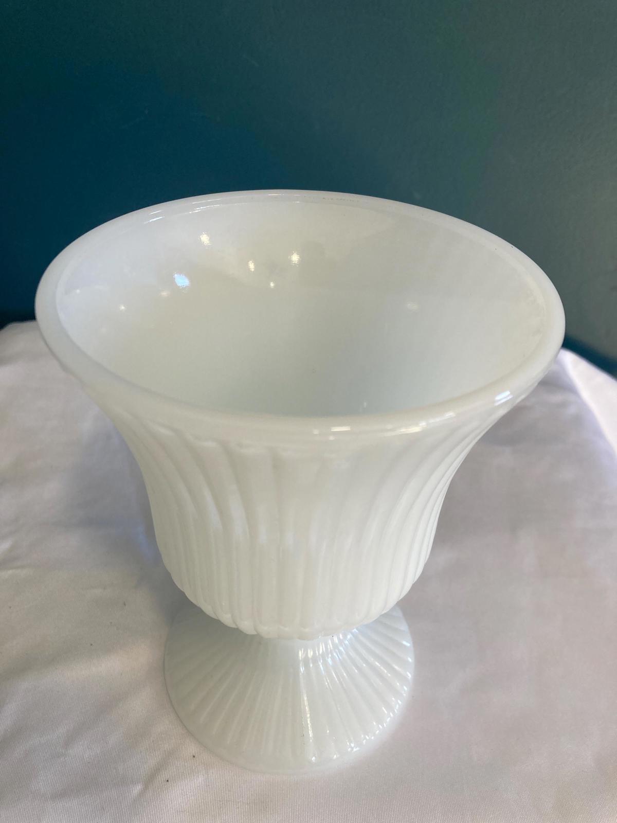 Vintage E.O. Brody Fluted Milk Glass Vase made in USA