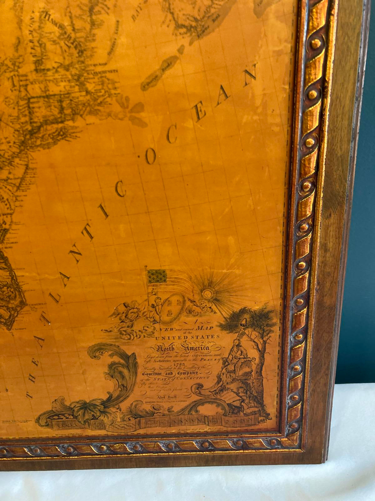 Vintage Map of United States in 1783 Abel Buell on Wood Wall Map