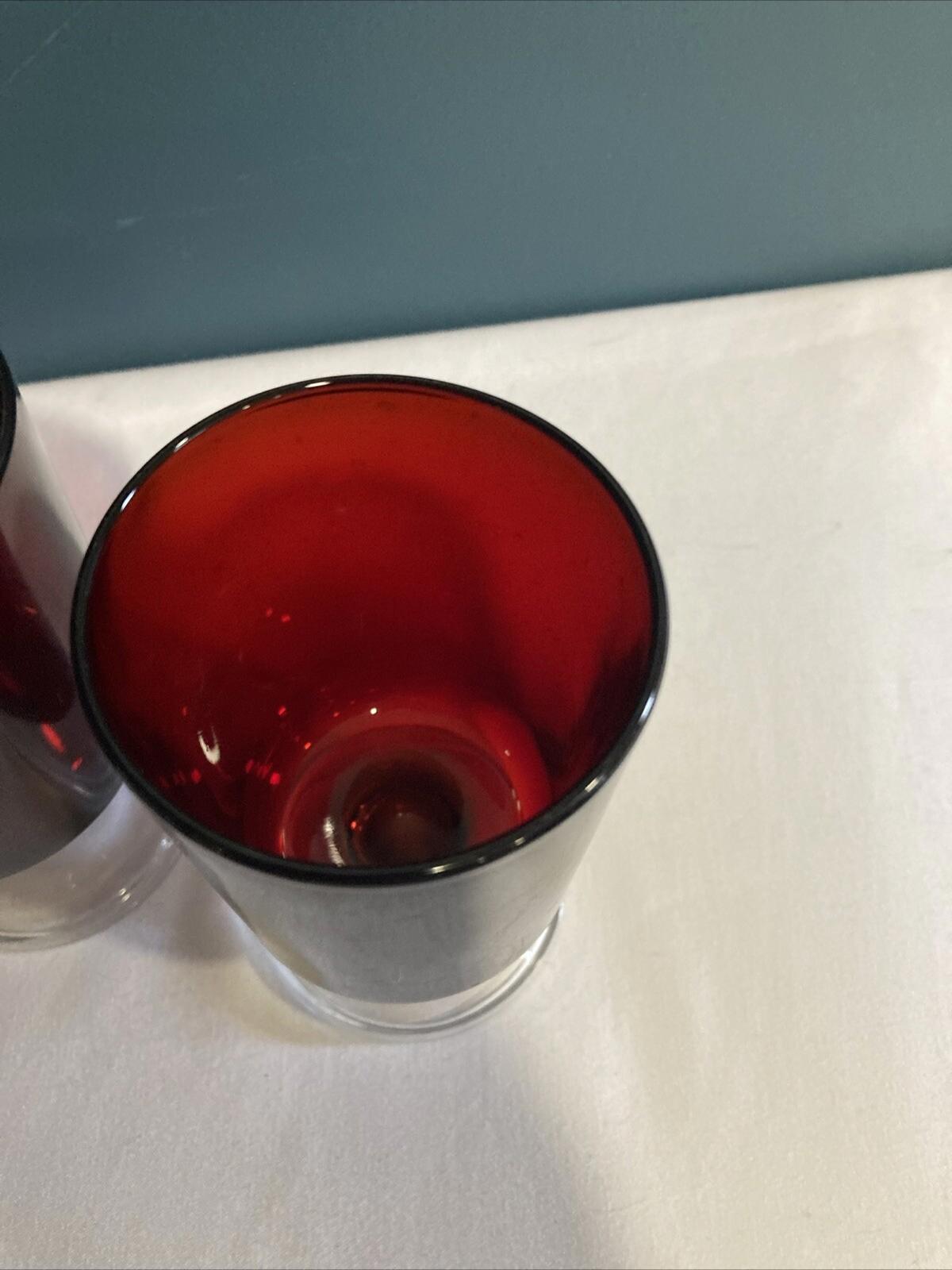 Vintage Red with Clear Stem Luminarc French Stemware Set of 3