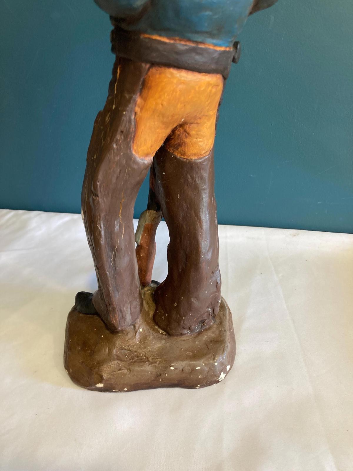 Vintage Ceramic Painted Cowboy Statue