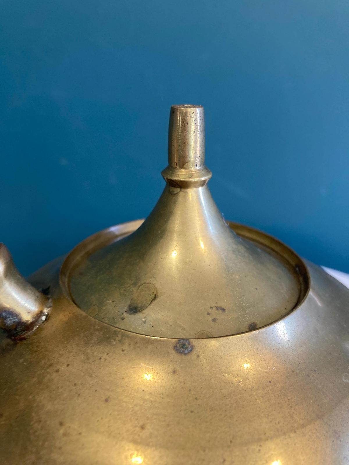 Mid-Century Brass Teapot with Lid