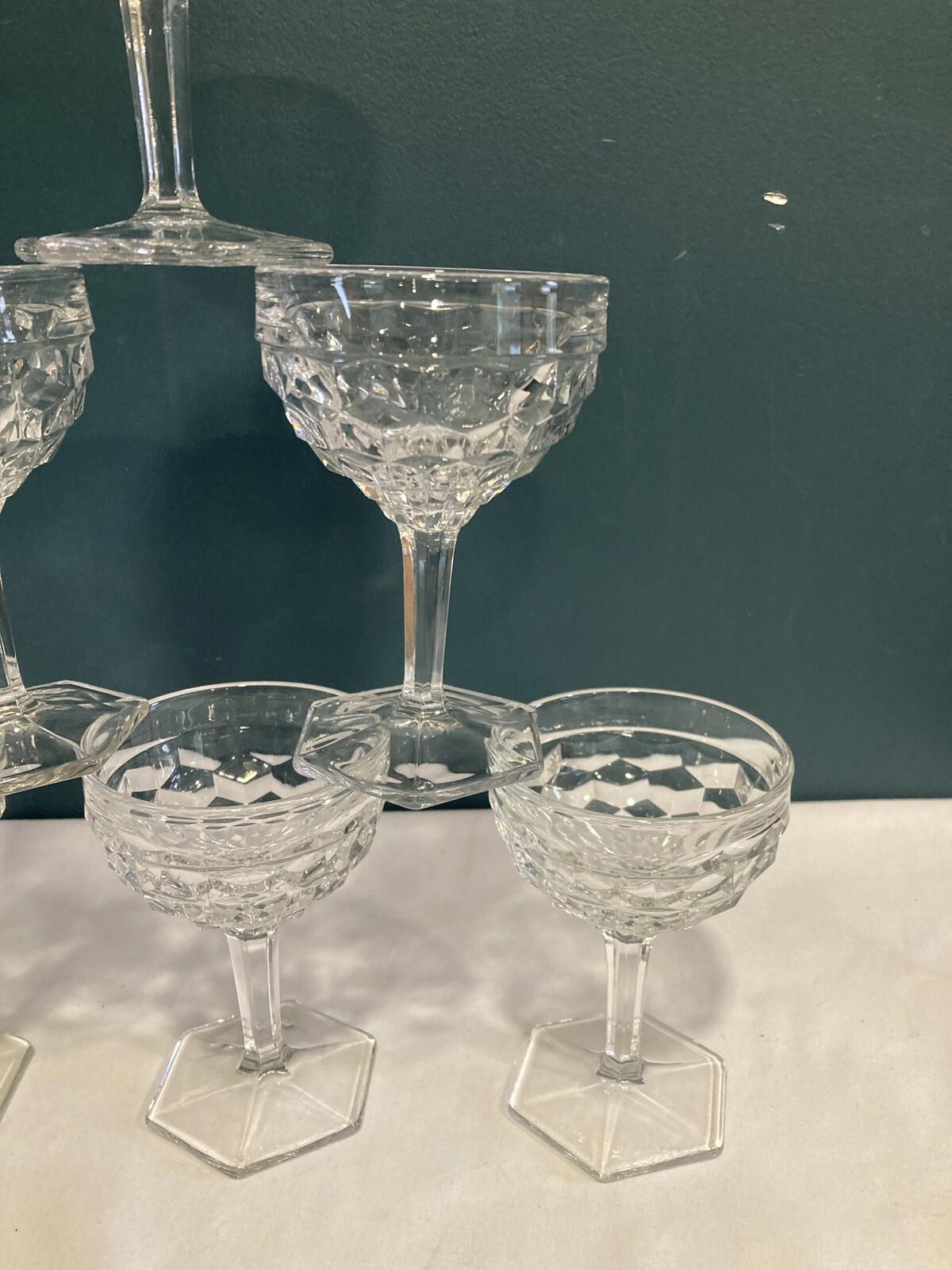 Set of 6 Fostoria American Tall Sherbet Dessert Glasses – Cubist Champagne Coupe