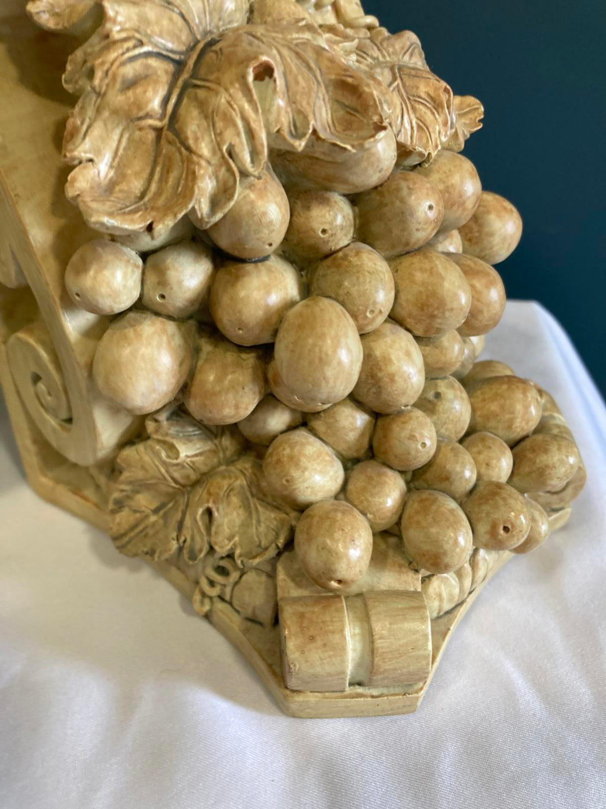 Vintage Grape Cluster Bookends – Rustic Tuscan Style Pair