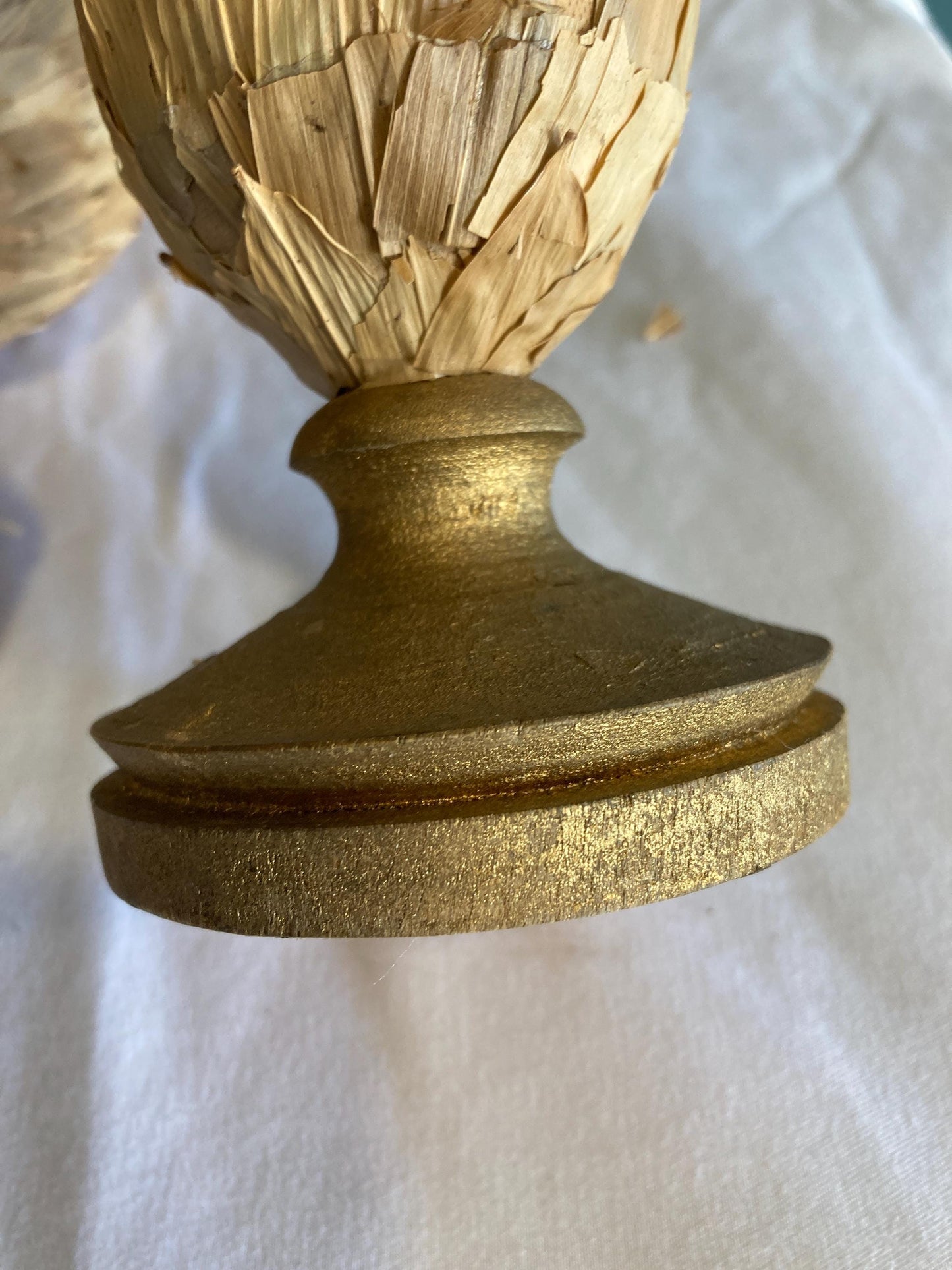 Vintage Wood and Paper Gold Artichokes, Set of 2