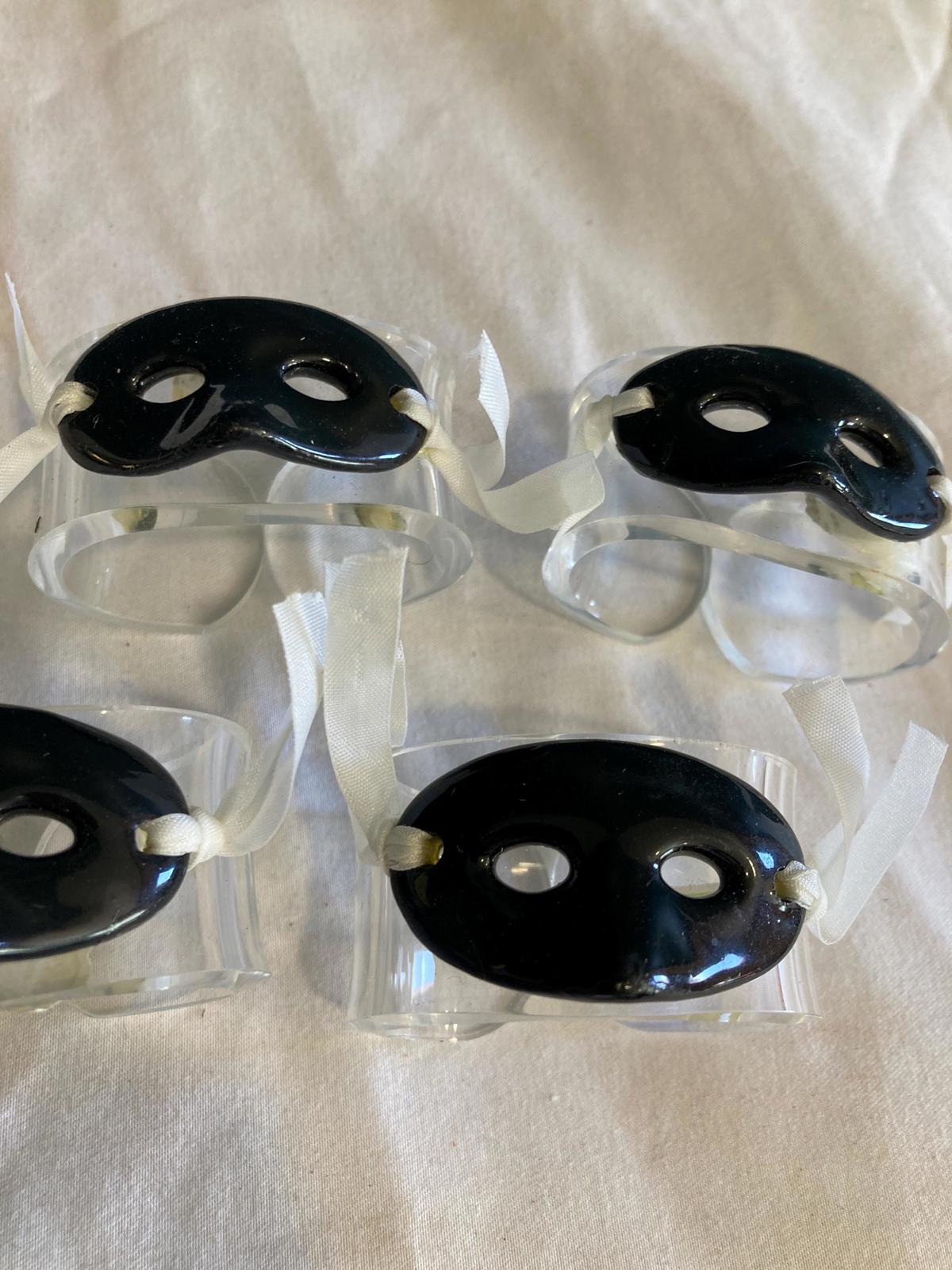 Vintage Shafford Masquerade Mask Napkin Rings (Set of 7) | Ceramic & Ribbon Detail | Vintage Finds
