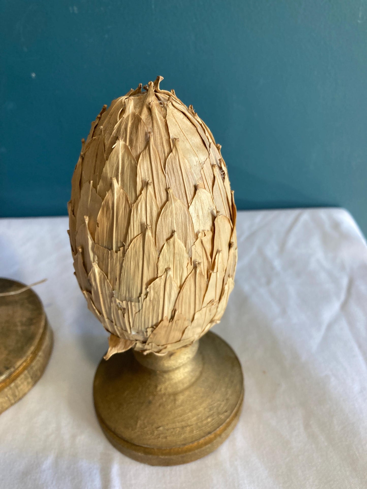 Vintage Wood and Paper Gold Artichokes, Set of 2