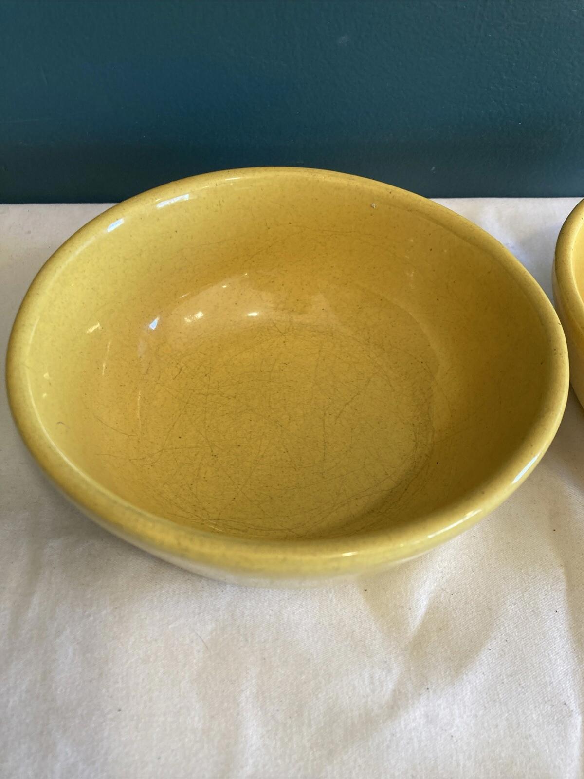 Set of 2 Vintage Frankoma Bowls – Autumn Yellow 5.5” Dinnerware – Rustic Pottery