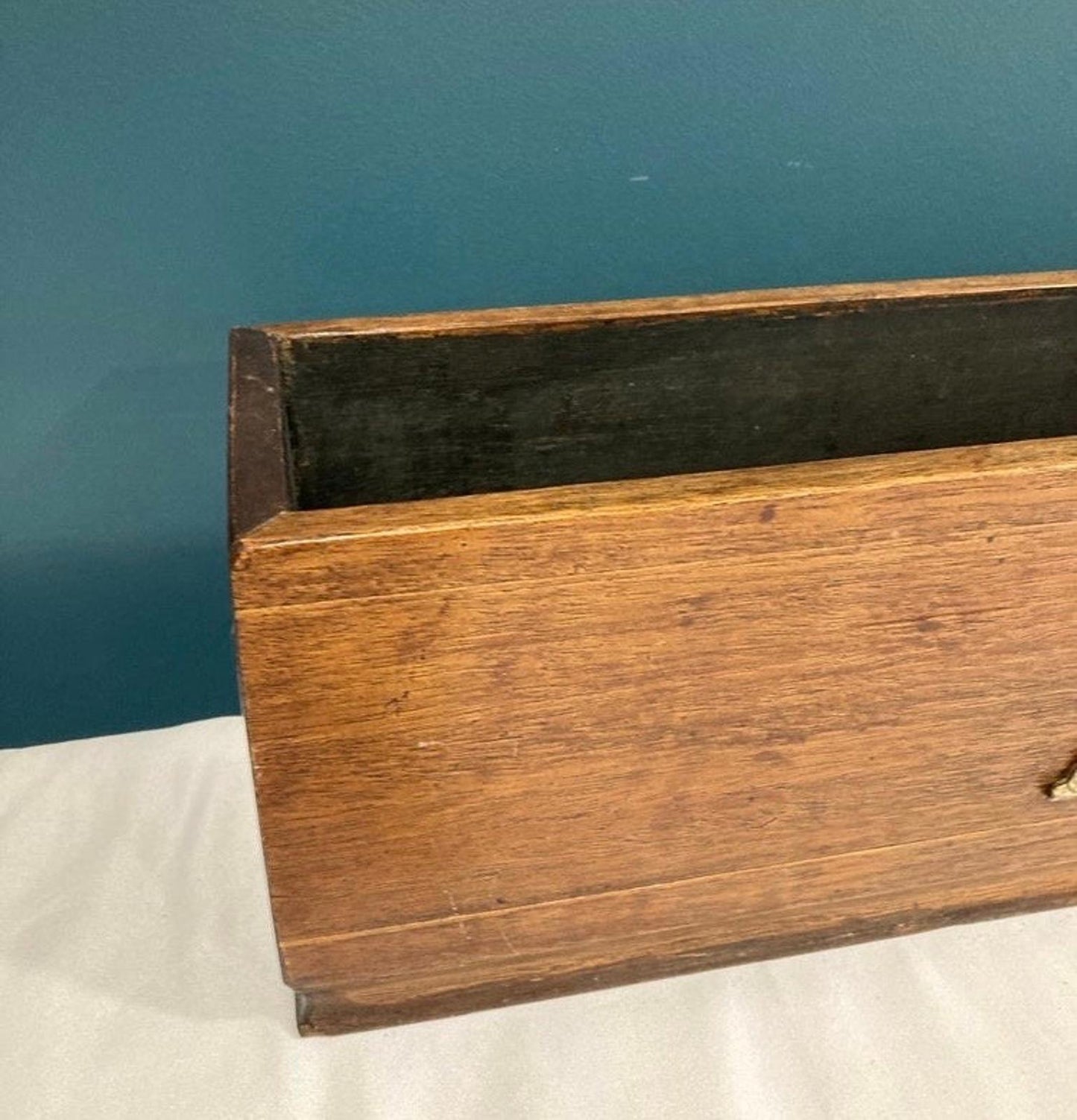 Vintage Wood Box With Brass Greek Scene