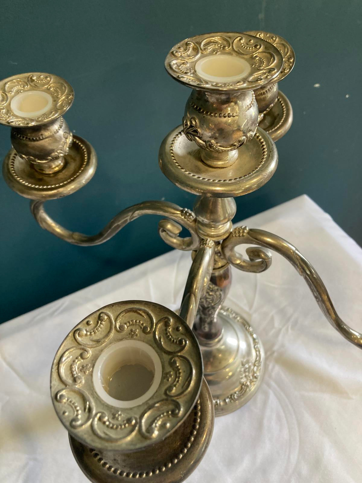 Vintage Ornate Godinger GSA Silverplate 5-Arm Candelabra