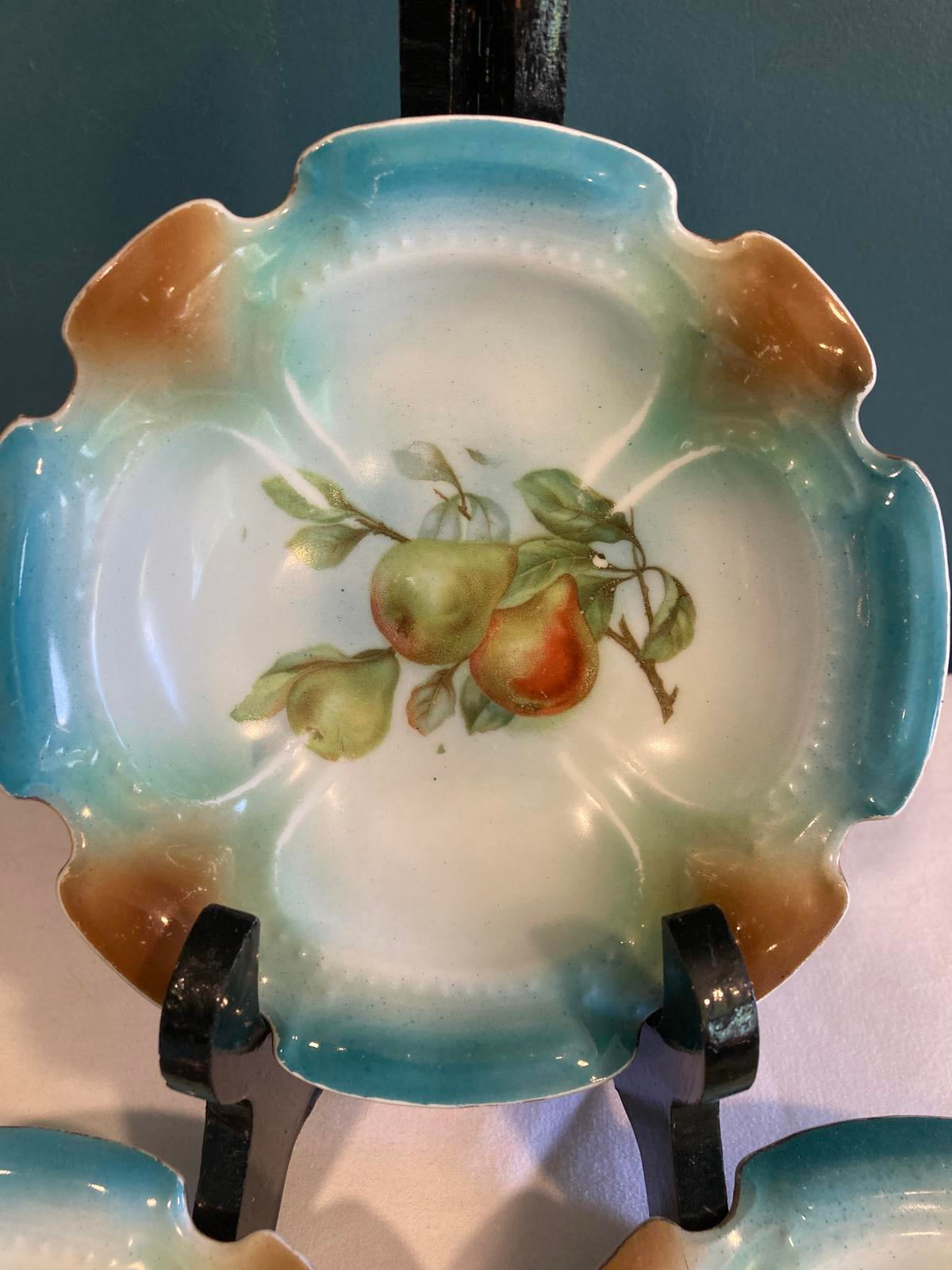 Set of 3 Antique Fruit Motif Porcelain Dishes – Hand Painted Bavaria