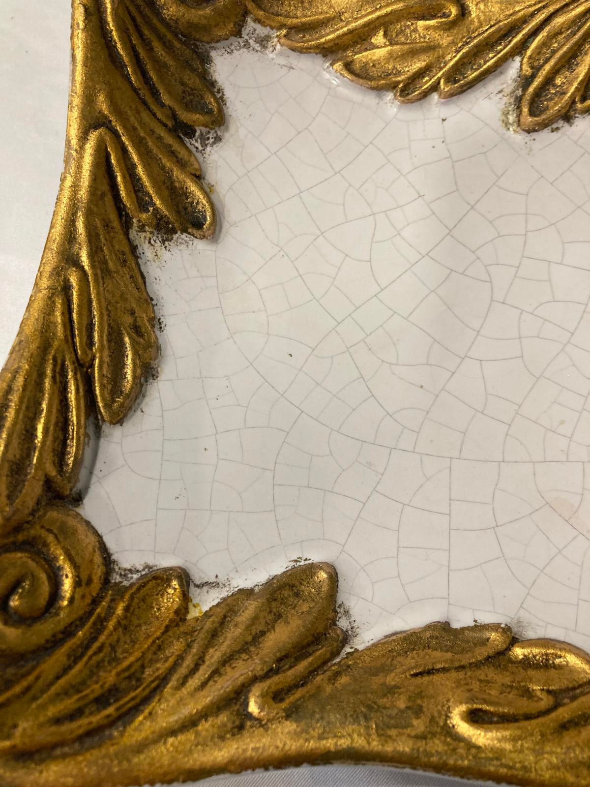 Vintage Italian Gold Gilt Square Dish with Crackle Glaze