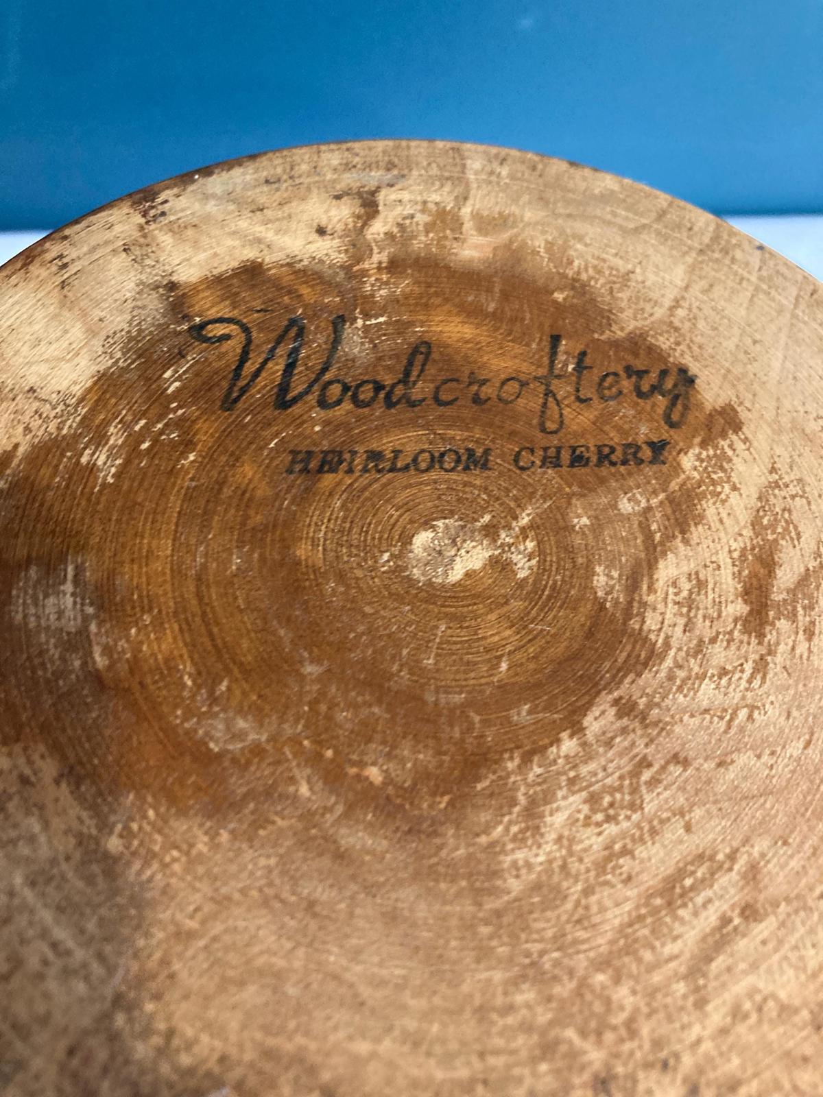Midcentury Modern Solid Cherry Pedestal Bowl by Woodcraftery