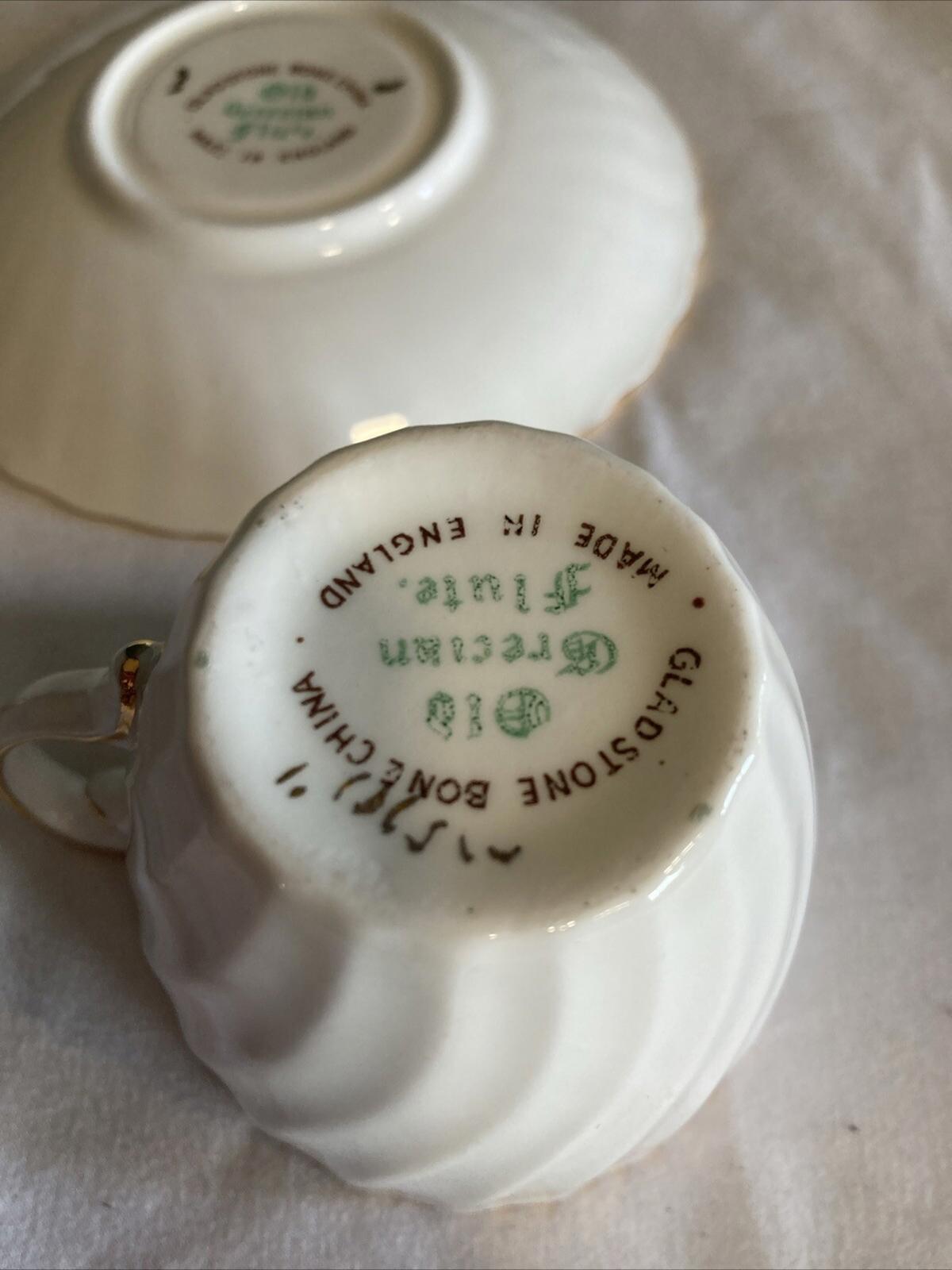 Classic Old Grecian Flute Tea Cup and Saucer, Gladstone England