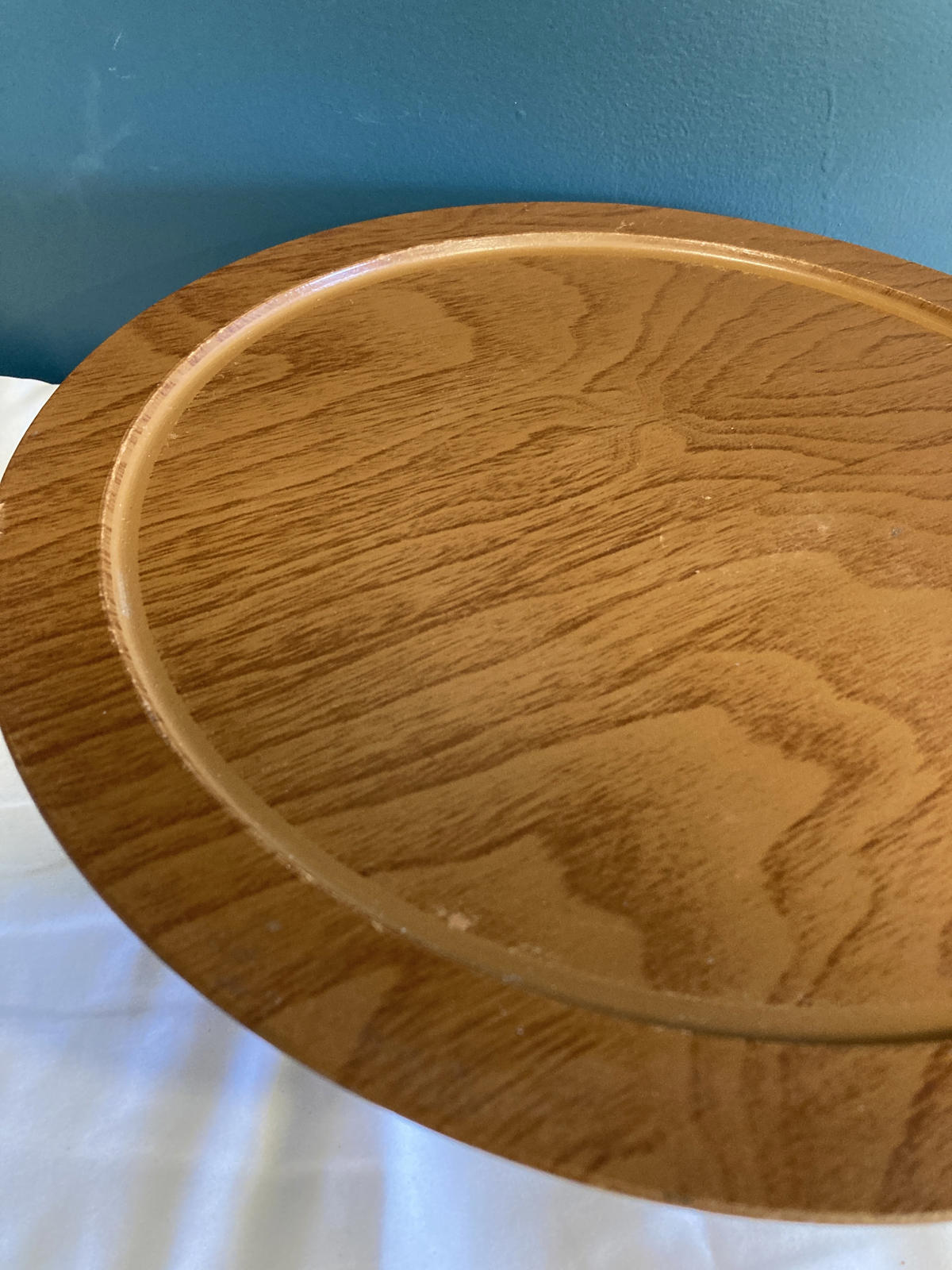 Vintage Oak Veneer Lazy Susan or Turntable