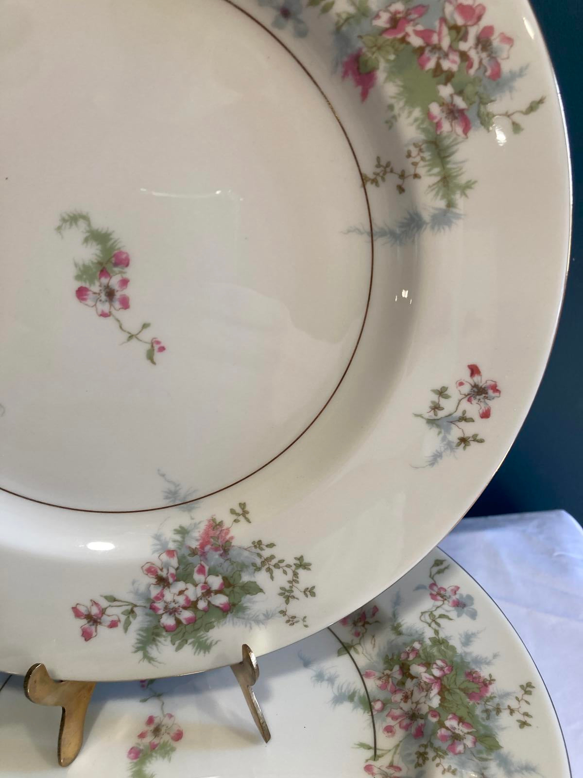 Mid-Century Theodore Haviland Dinner Plates–“Apple Blossom” Floral, Set of 12