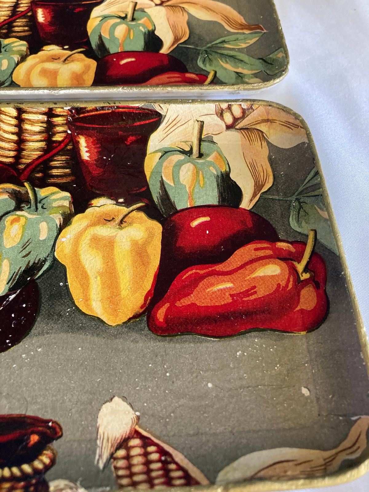 Vintage Japanese Hand Painted Resin Trays – Set of 4