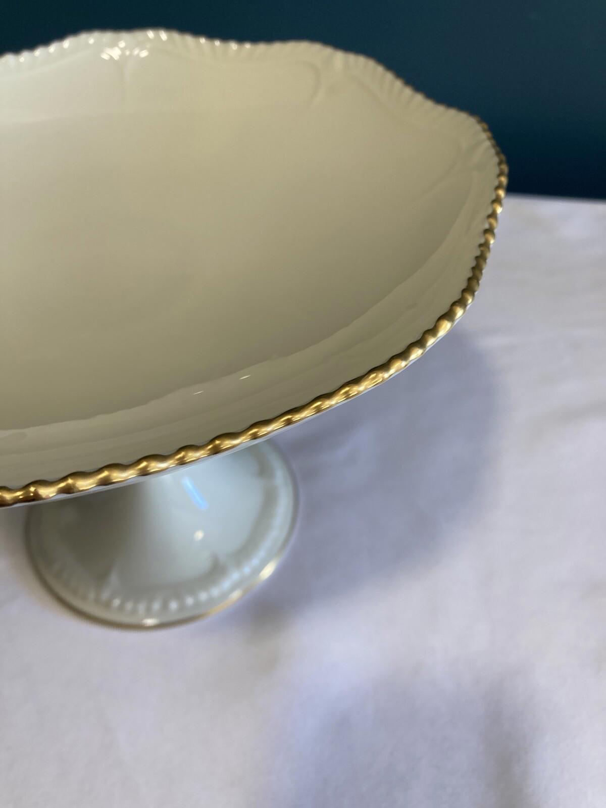 Vintage Lenox Gold Rimmed Cake Stand – Made in USA – 9"