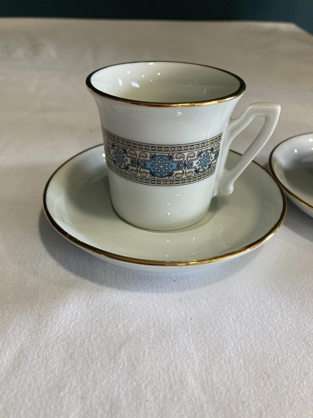 Vintage LPA Italy Demitasse Cups & Saucers – Set of 2 Espresso Cups with Gold Trim