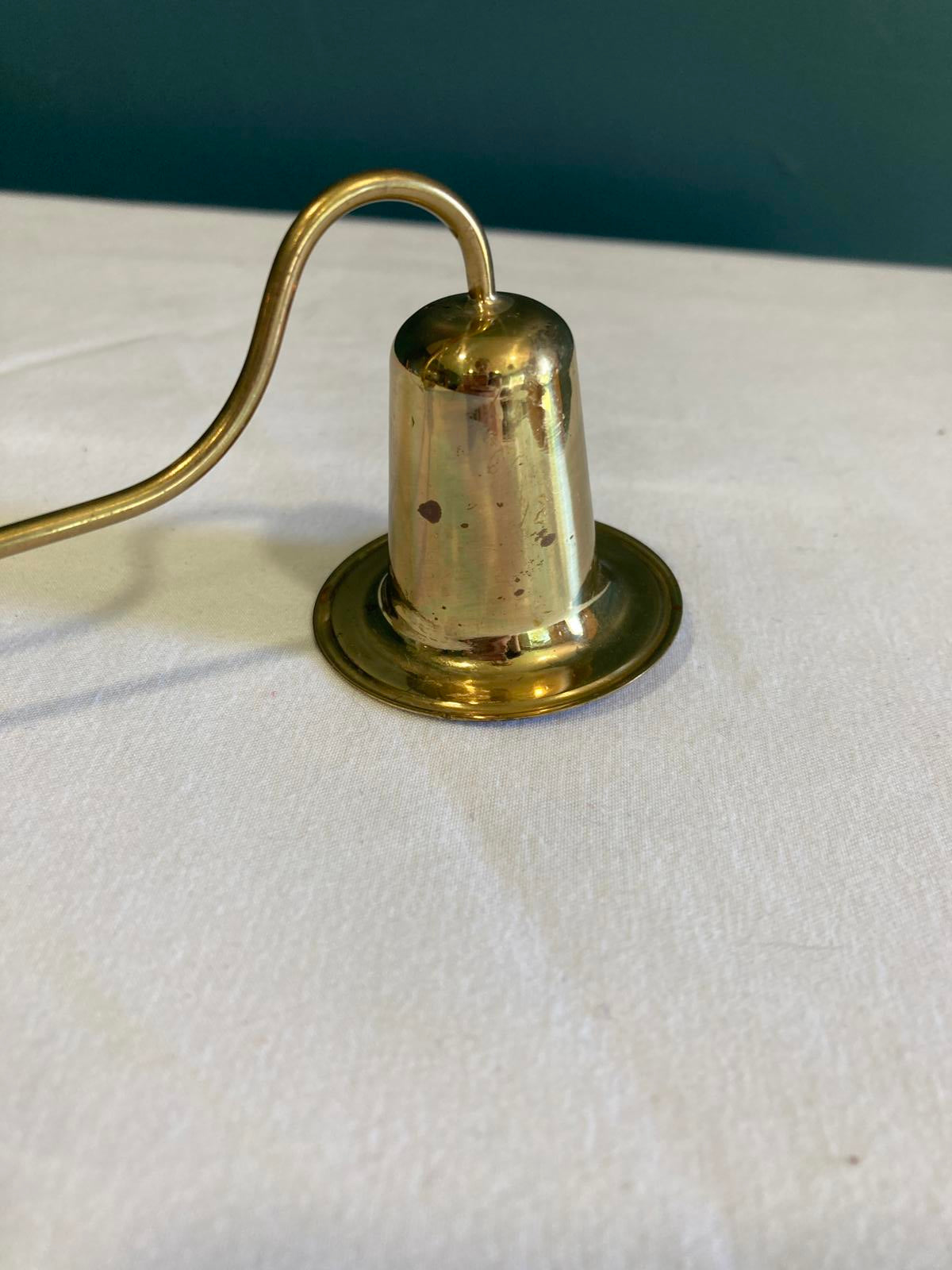 Vintage Brass Candle Snuffer with Turned Wood Handle