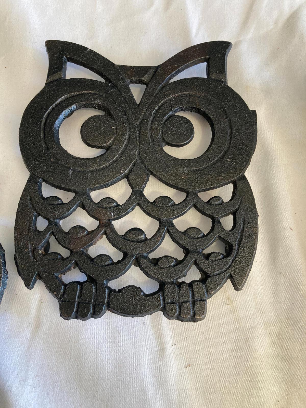 Midcentury Cast Iron Owl Trivets