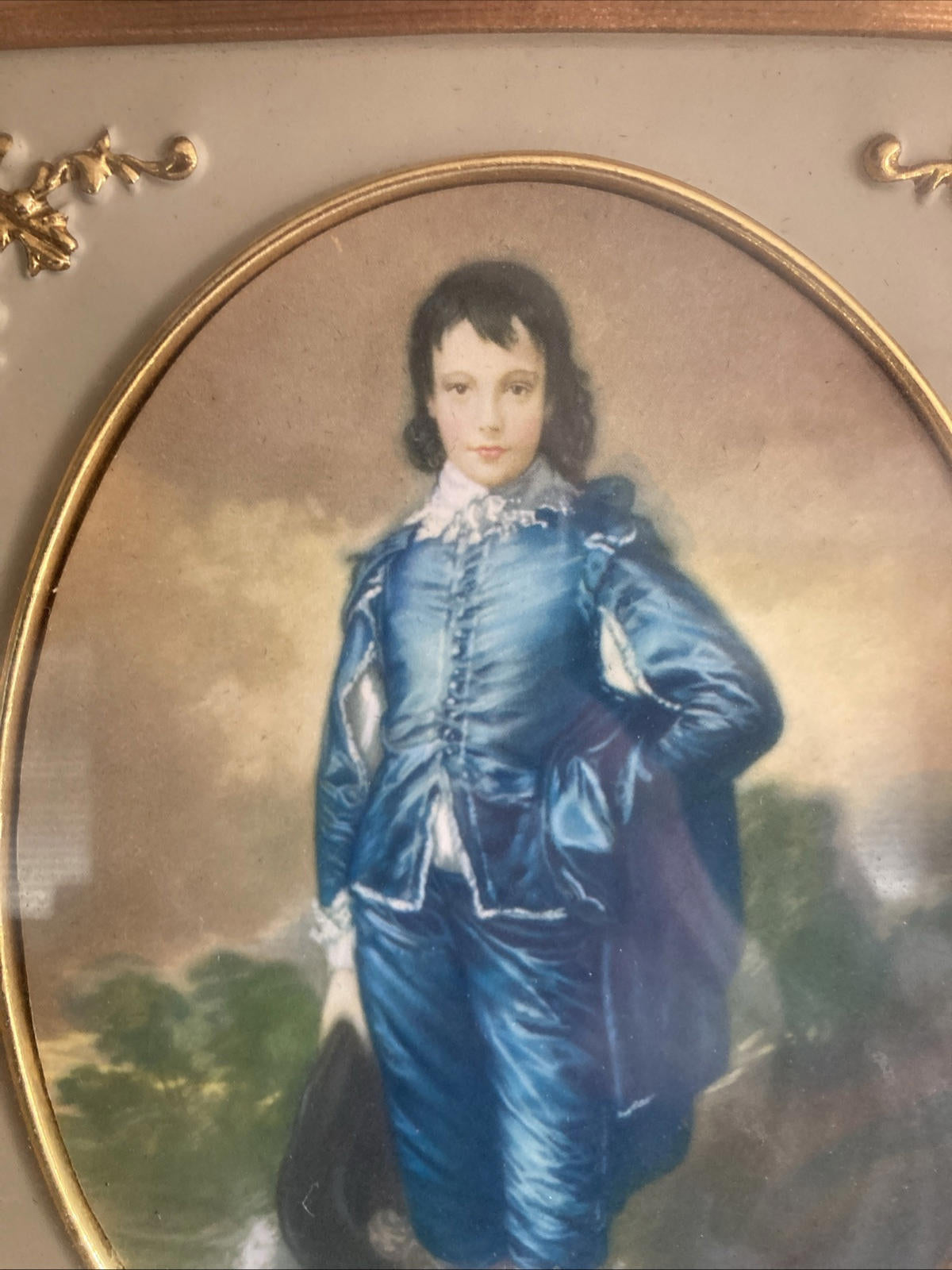 BLUE BOY Vintage Turner Wall Accessory Wood Frame Gold Accents 8” X 10”