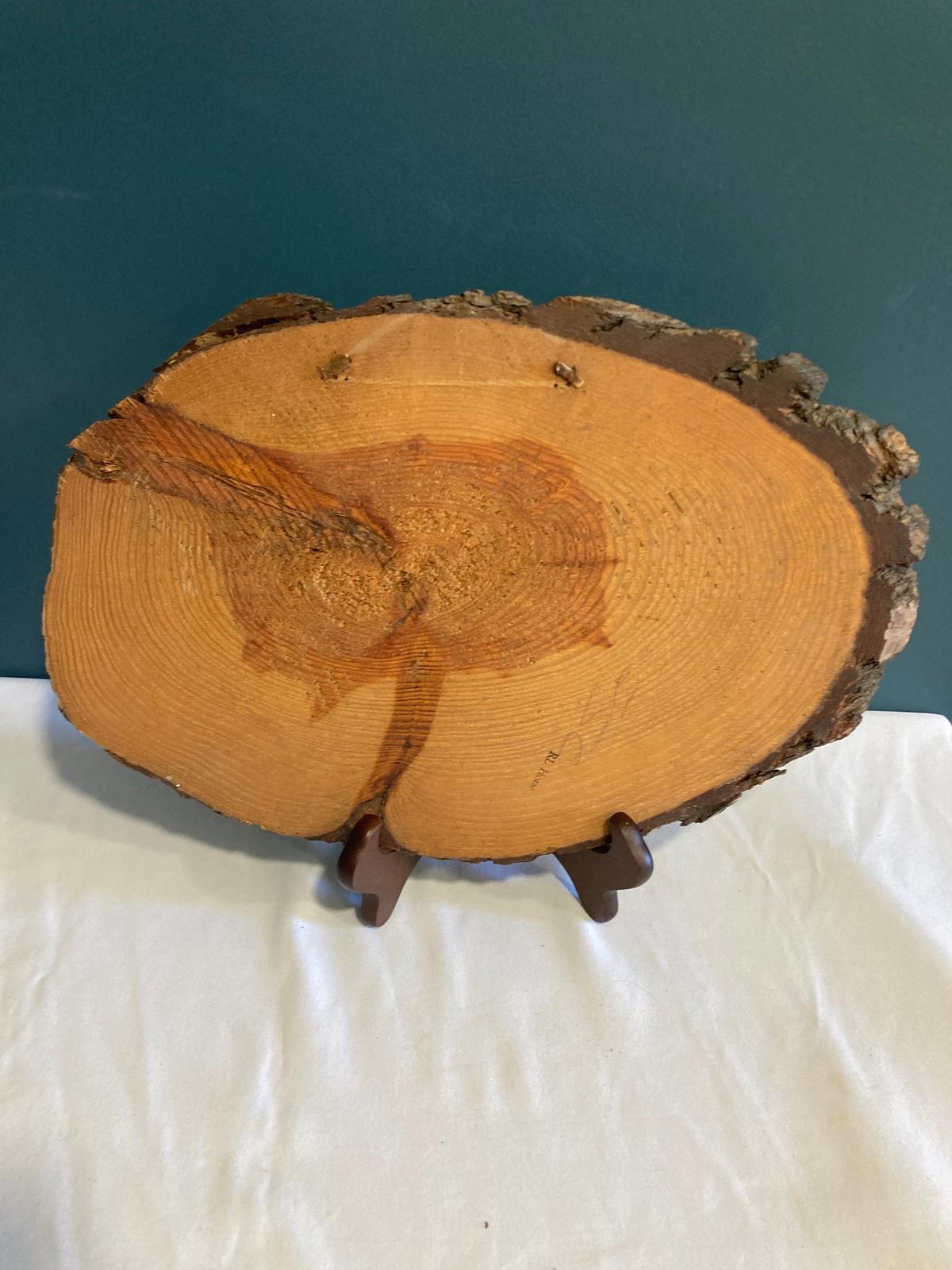 Vintage Horse Art on Live Edge Wood