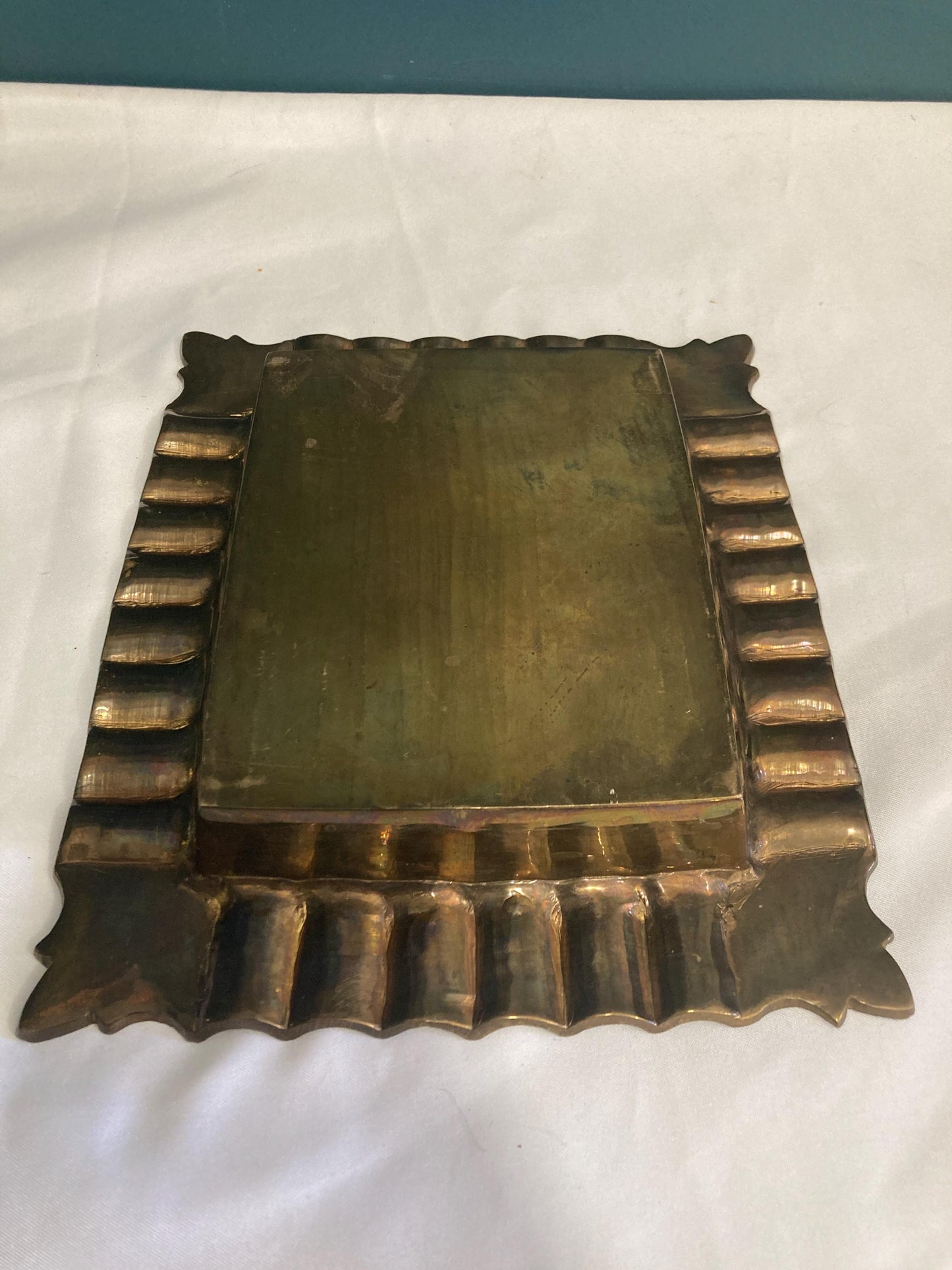 Vintage Solid Heavy Brass Cigar Ashtray Console Tray