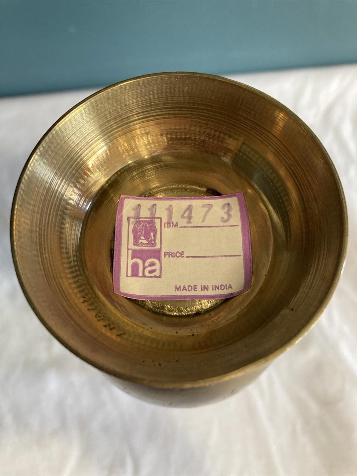 Vintage Etched Solid Brass Vase