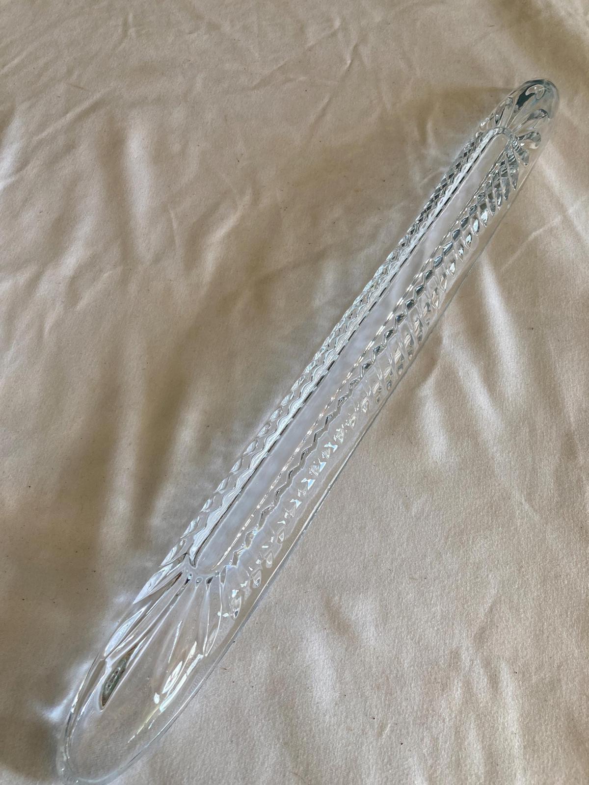 Midcentury Cut Glass Olive Dish 15.75”