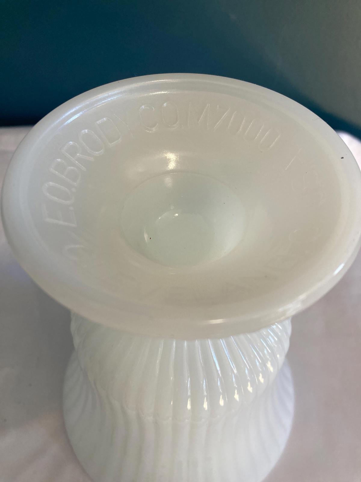 Vintage E.O. Brody Fluted Milk Glass Vase made in USA