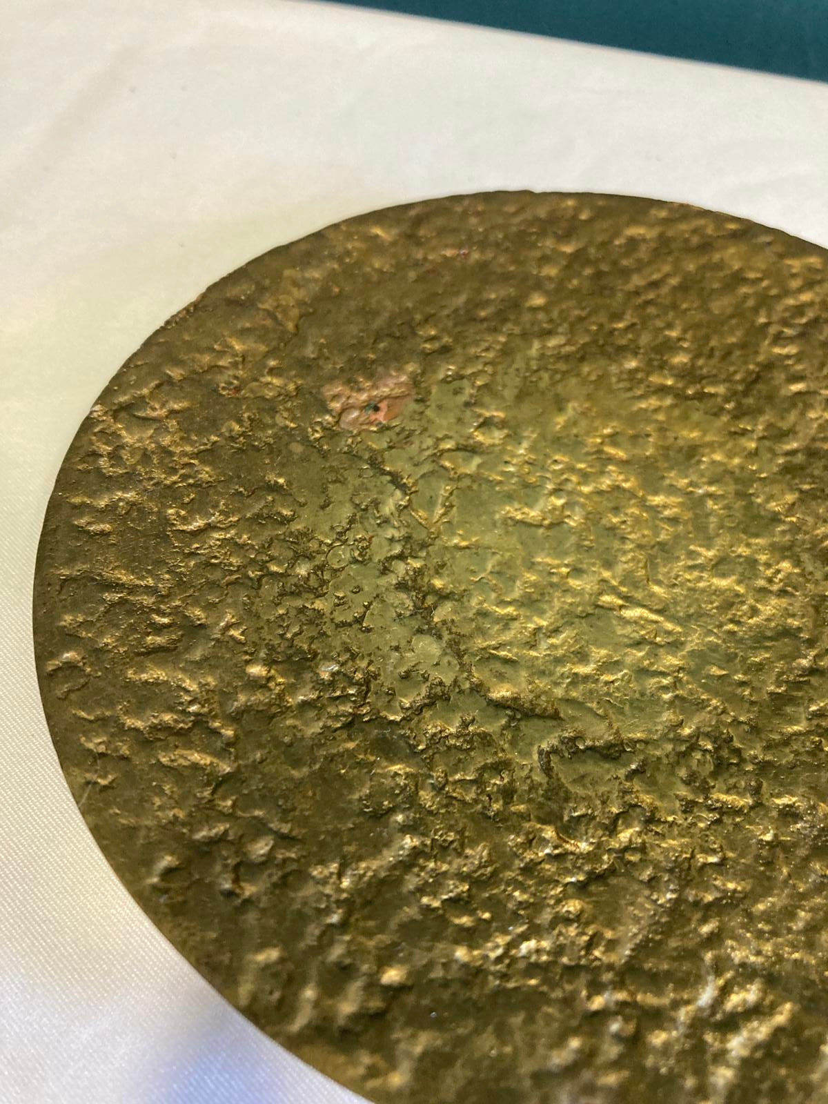 Vintage Textured Brass Round Trinket Dish