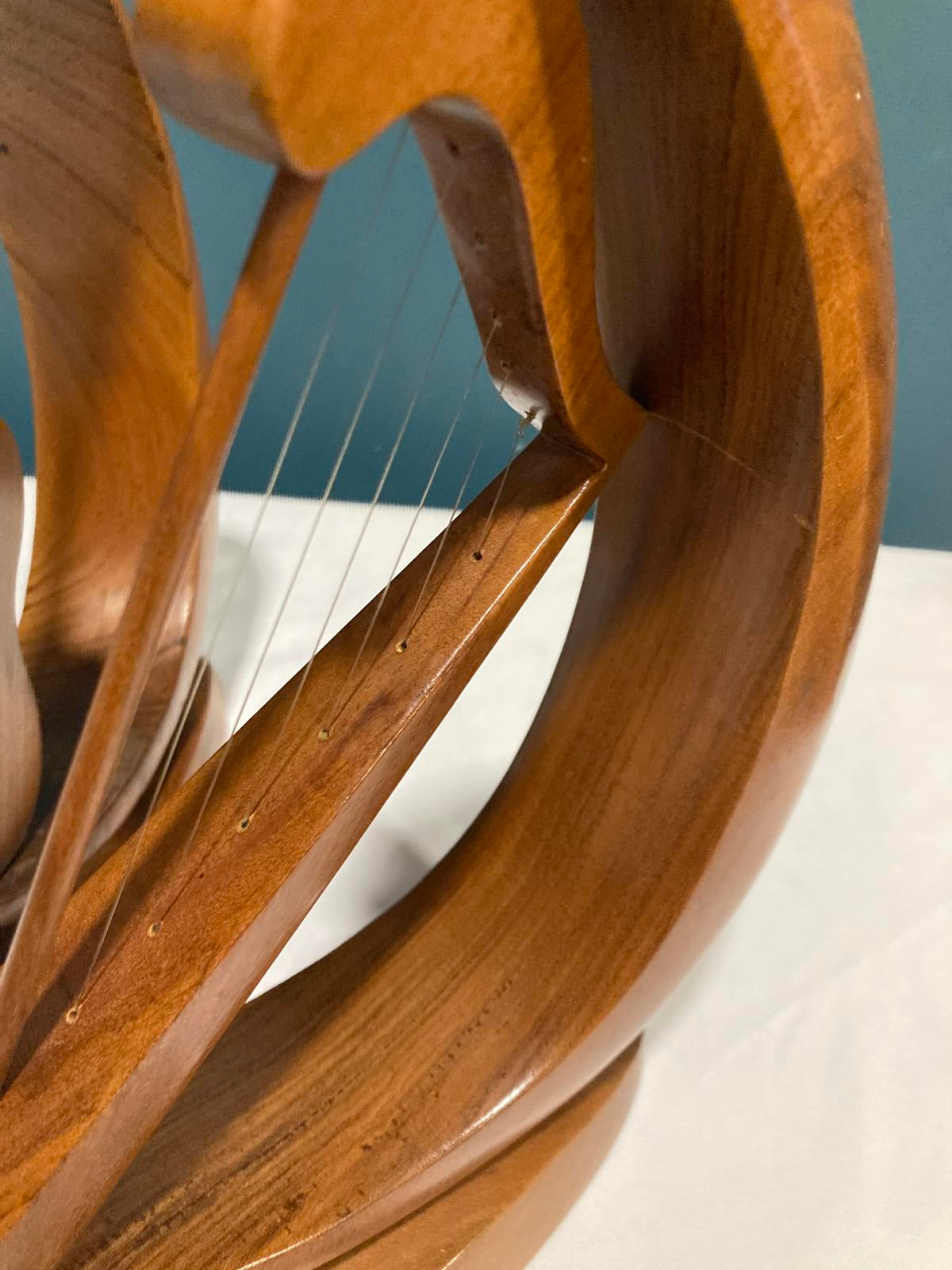 Vintage Wooden Harp & Guitar Bookends or Sculptures