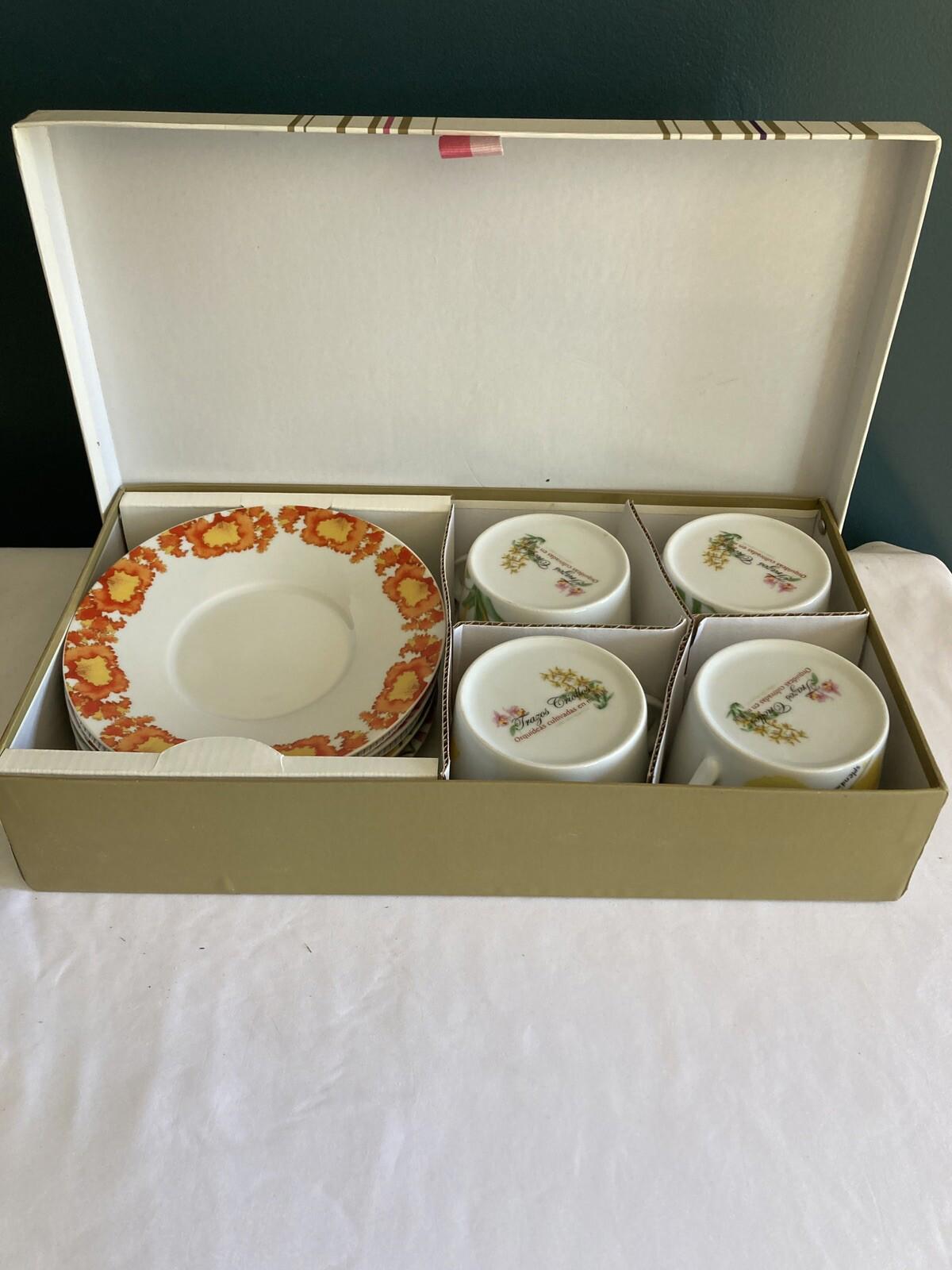 Trazos Criollos Orquídeas Botanical Plates & Cups Set – Santo Domingo –