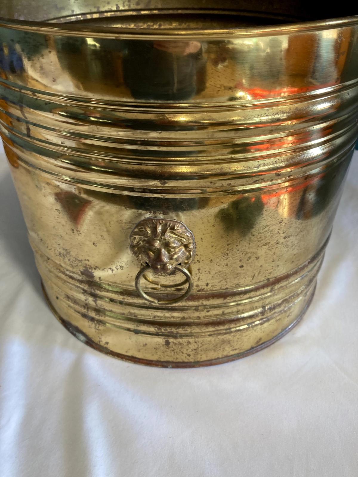 Vintage Rare Lion Head English Brass Planter