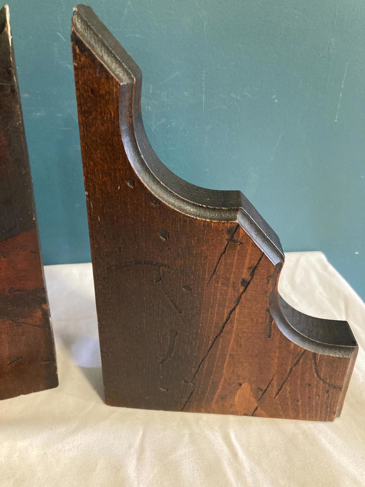 Vintage Rustic Wood Shelf Brackets, Set of 2 Architectural Salvage