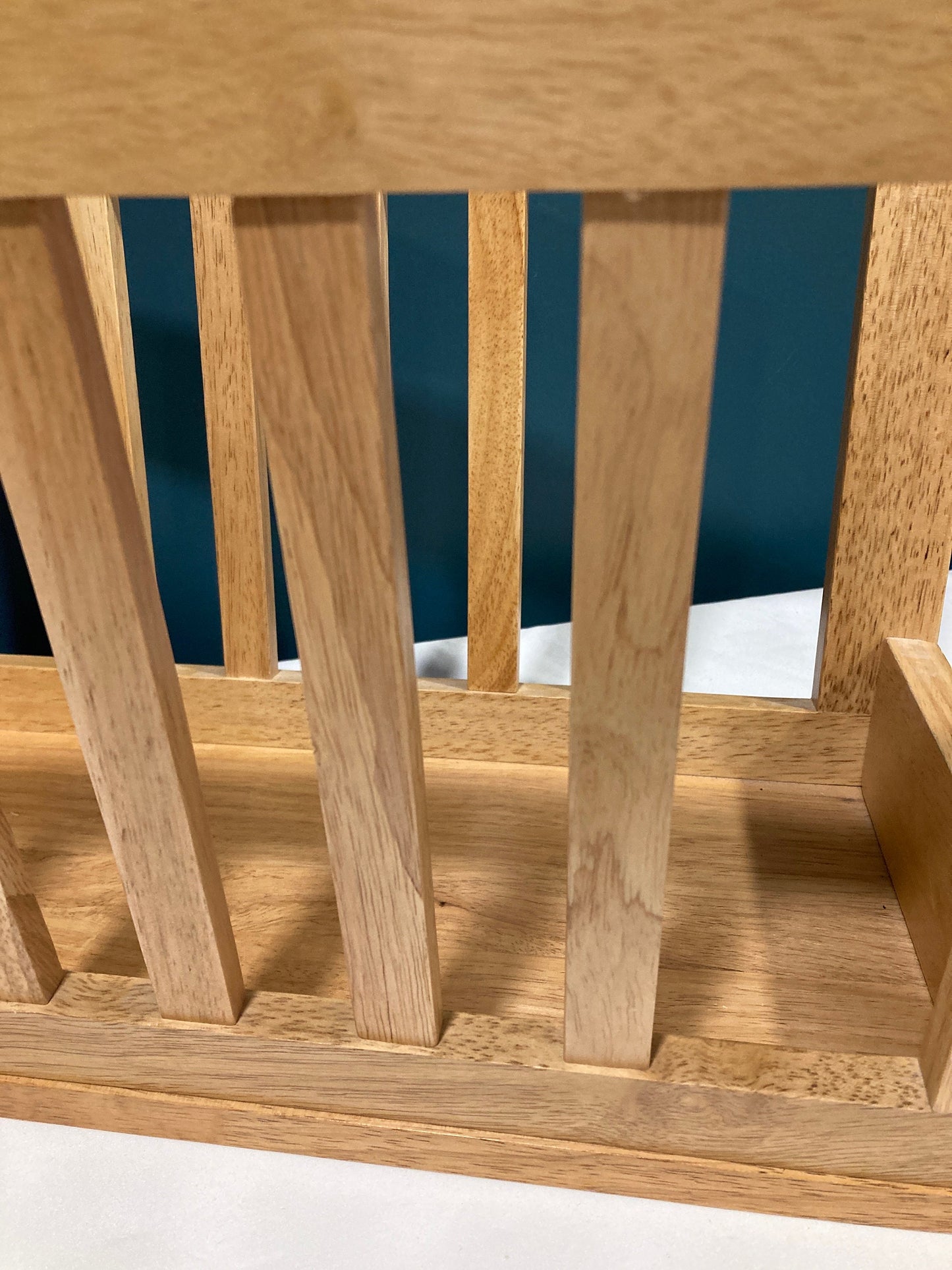 Vintage Solid Oak Blonde Wood Magazine Rack