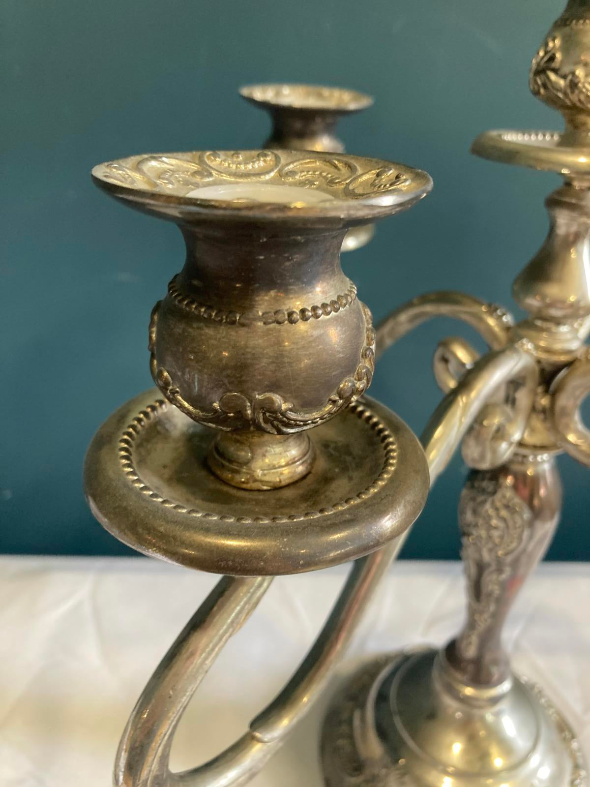 Vintage Ornate Godinger GSA Silverplate 5-Arm Candelabra