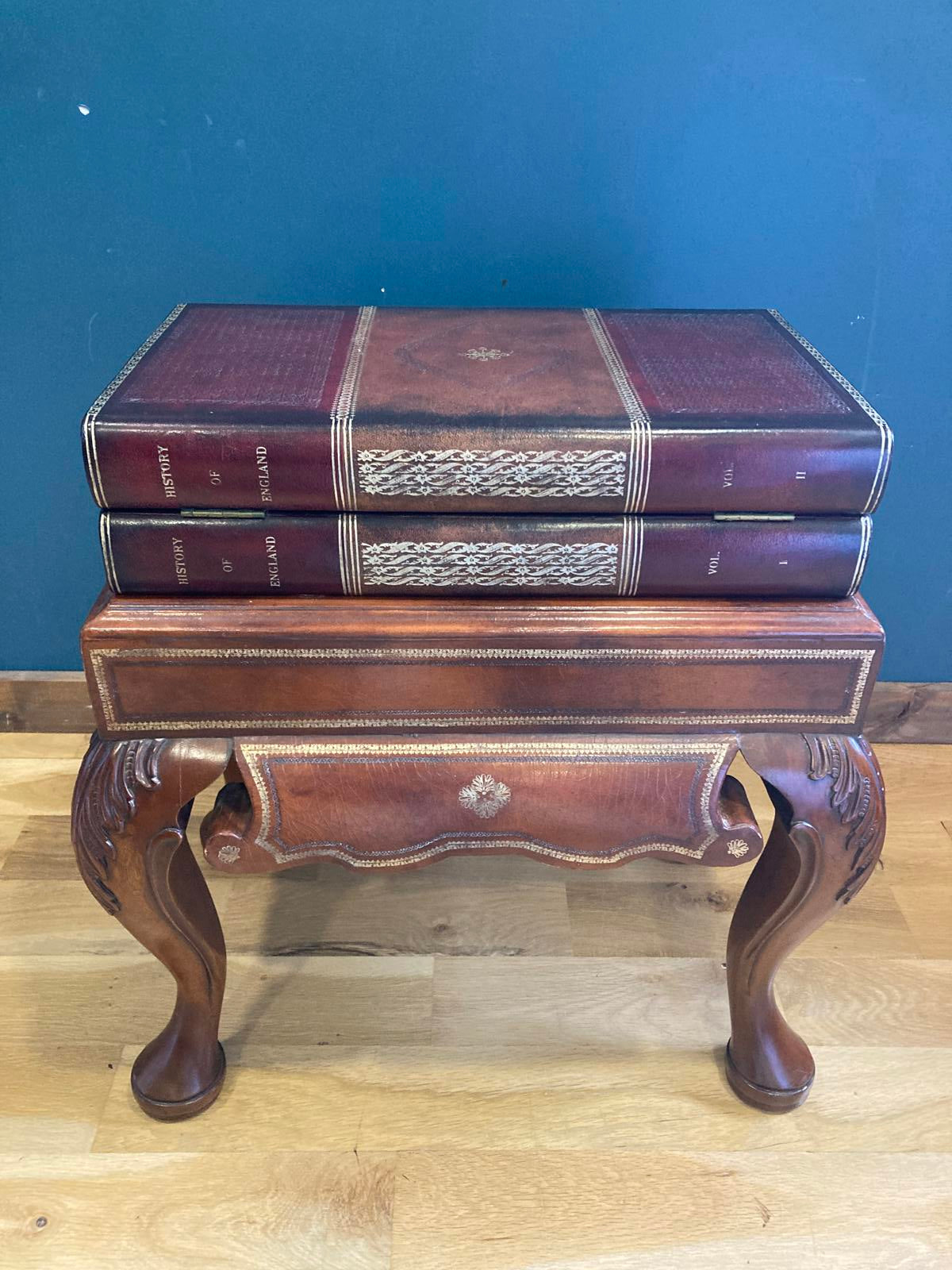 Maitland-Smith Faux Book Chest Side Table With Cabriole Legs