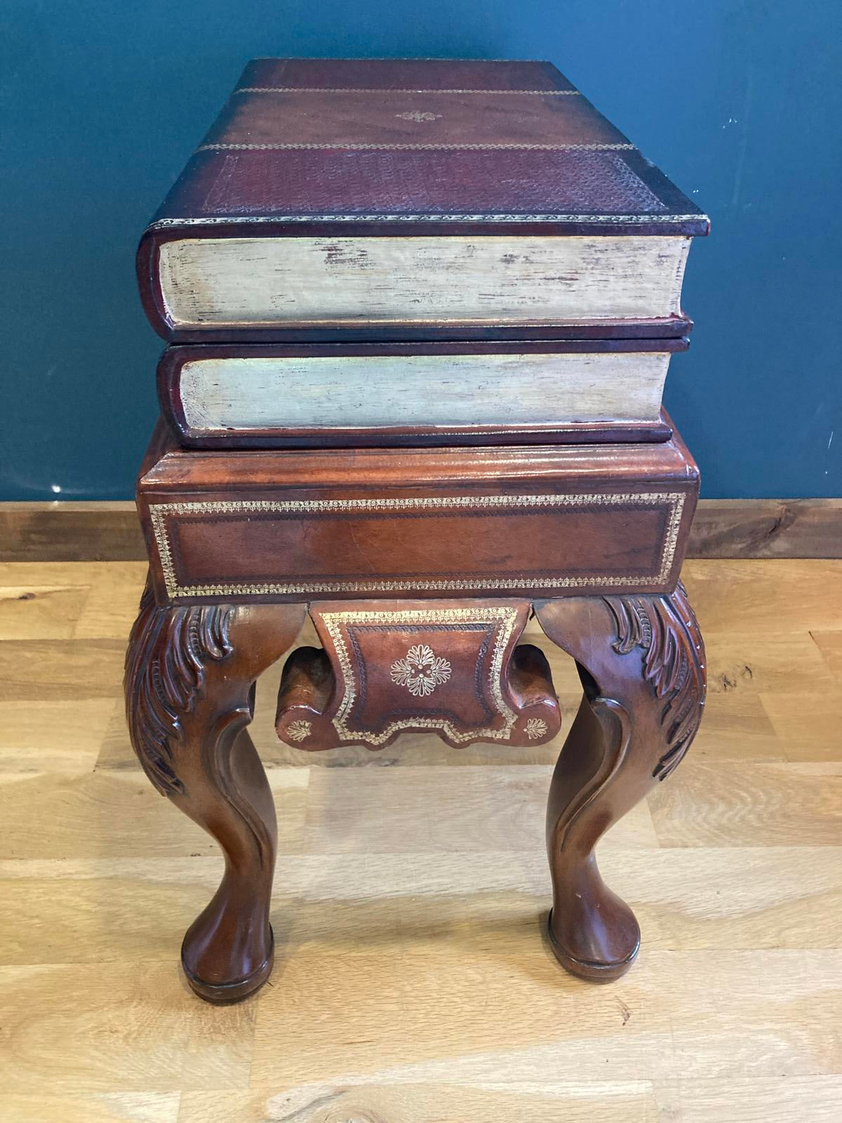 Maitland-Smith Faux Book Chest Side Table With Cabriole Legs