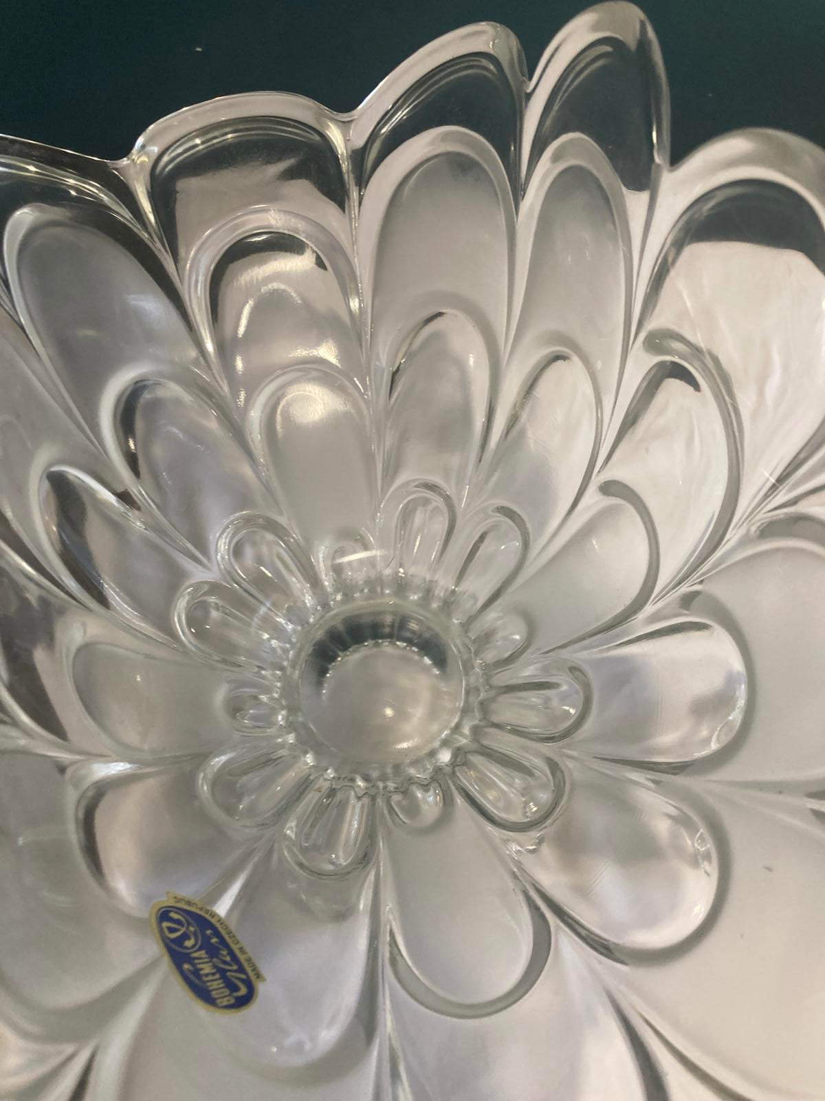 Vintage Bohemian Glass Petal Dish Set Made in Czech Republic