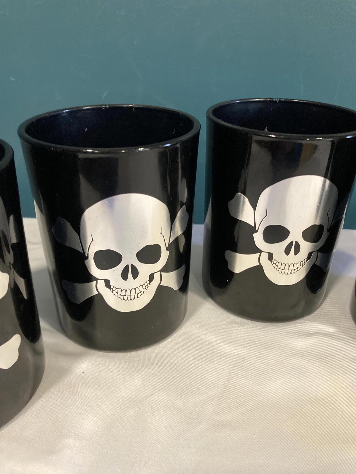 Vintage Skull and Crossbones Double Old Fashioned Glasses, Set of 5