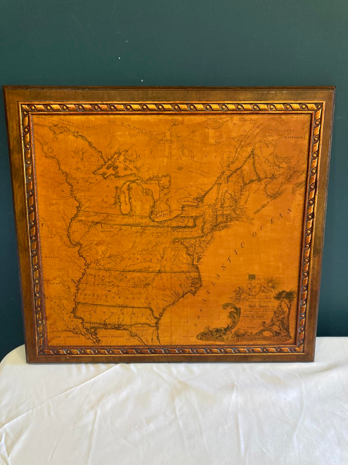 Vintage Map of United States in 1783 Abel Buell on Wood Wall Map