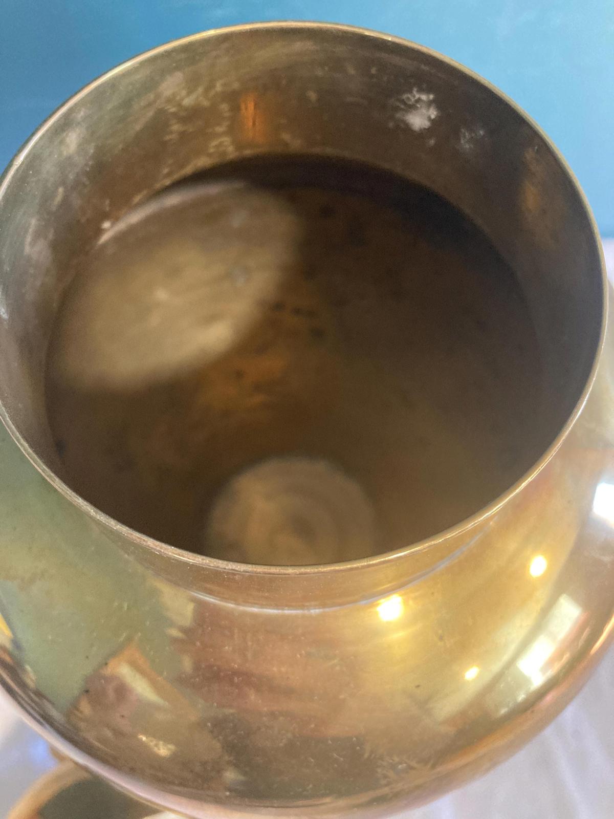 Vintage Large Solid Brass Ginger Jar With Lid