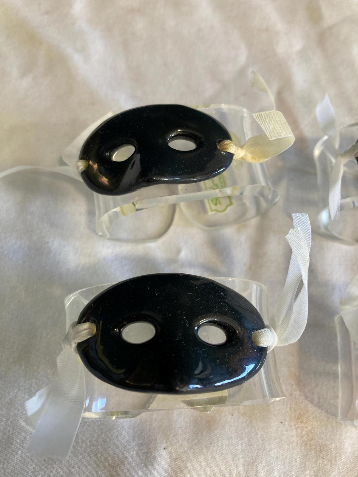 Vintage Shafford Masquerade Mask Napkin Rings (Set of 7) | Ceramic & Ribbon Detail | Vintage Finds